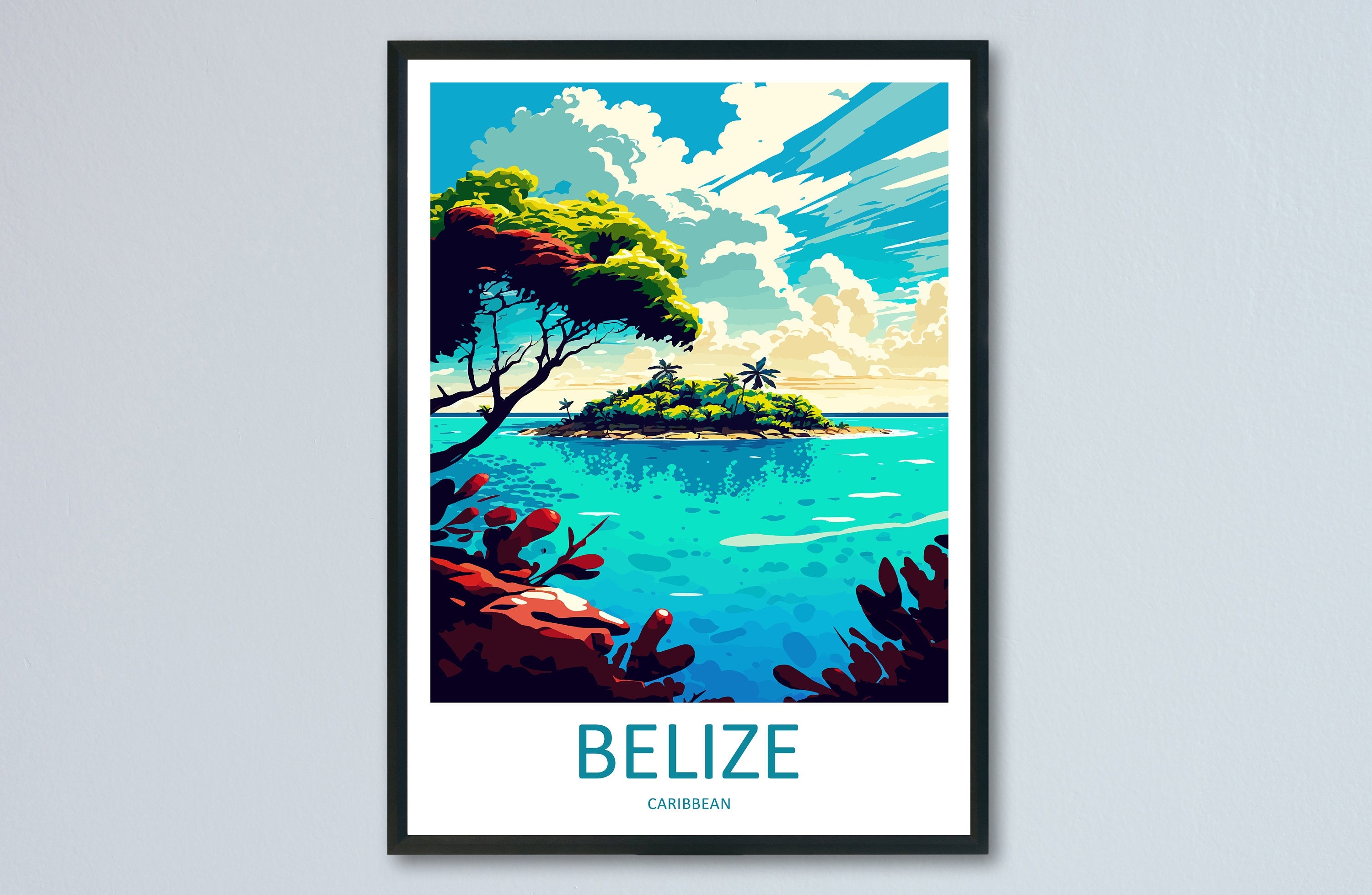 Belize Travel Print Wall Art Belize Wall Hanging Home Décor Belize Gift Art Lovers Wall Art Caribbean Travel Print Belize Decor