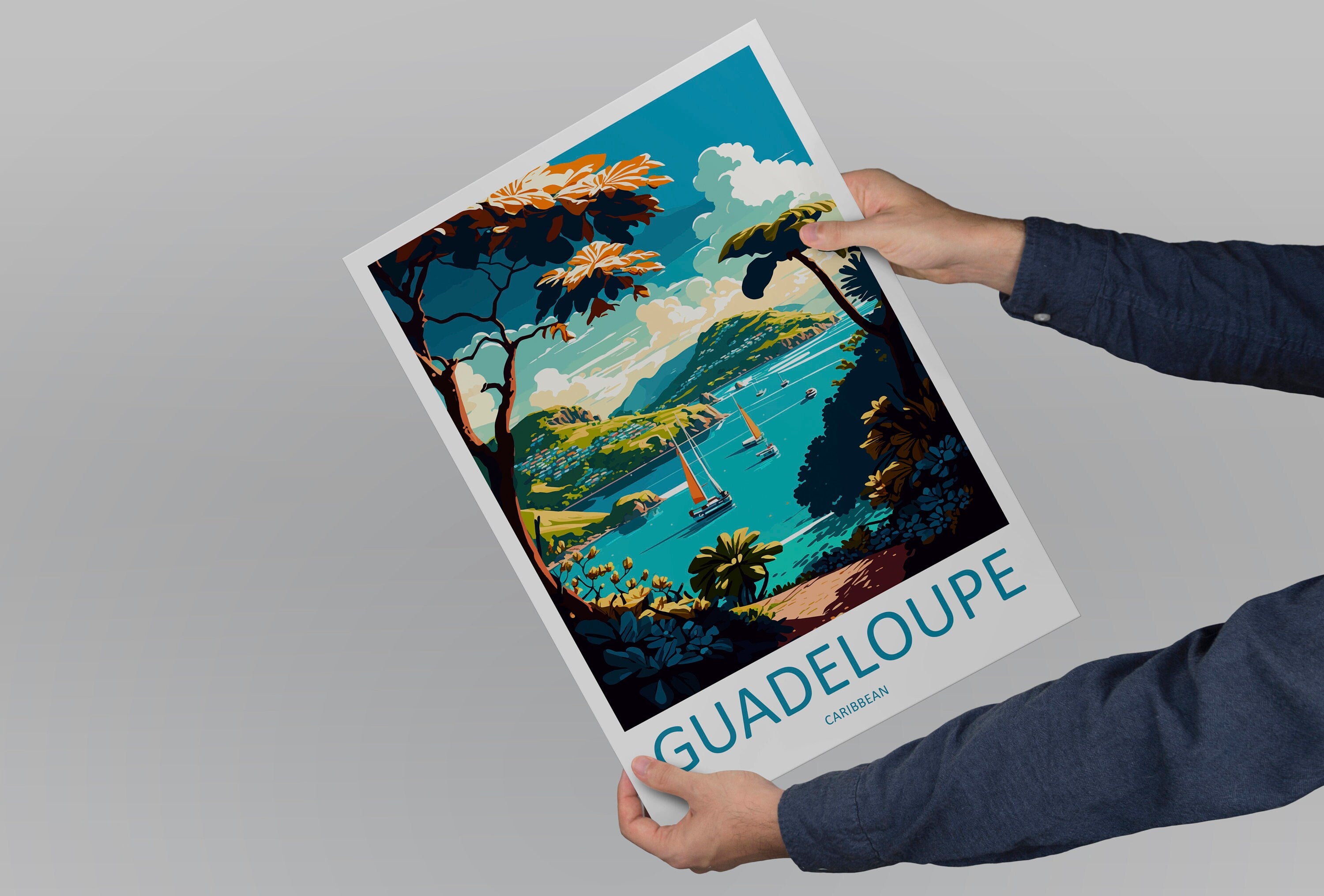 Guadeloupe Travel Print Wall Art Guadeloupe Wall Hanging Home Décor Guadeloupe Gift Art Lovers Wall Art Caribbean Travel Print Poster Gift