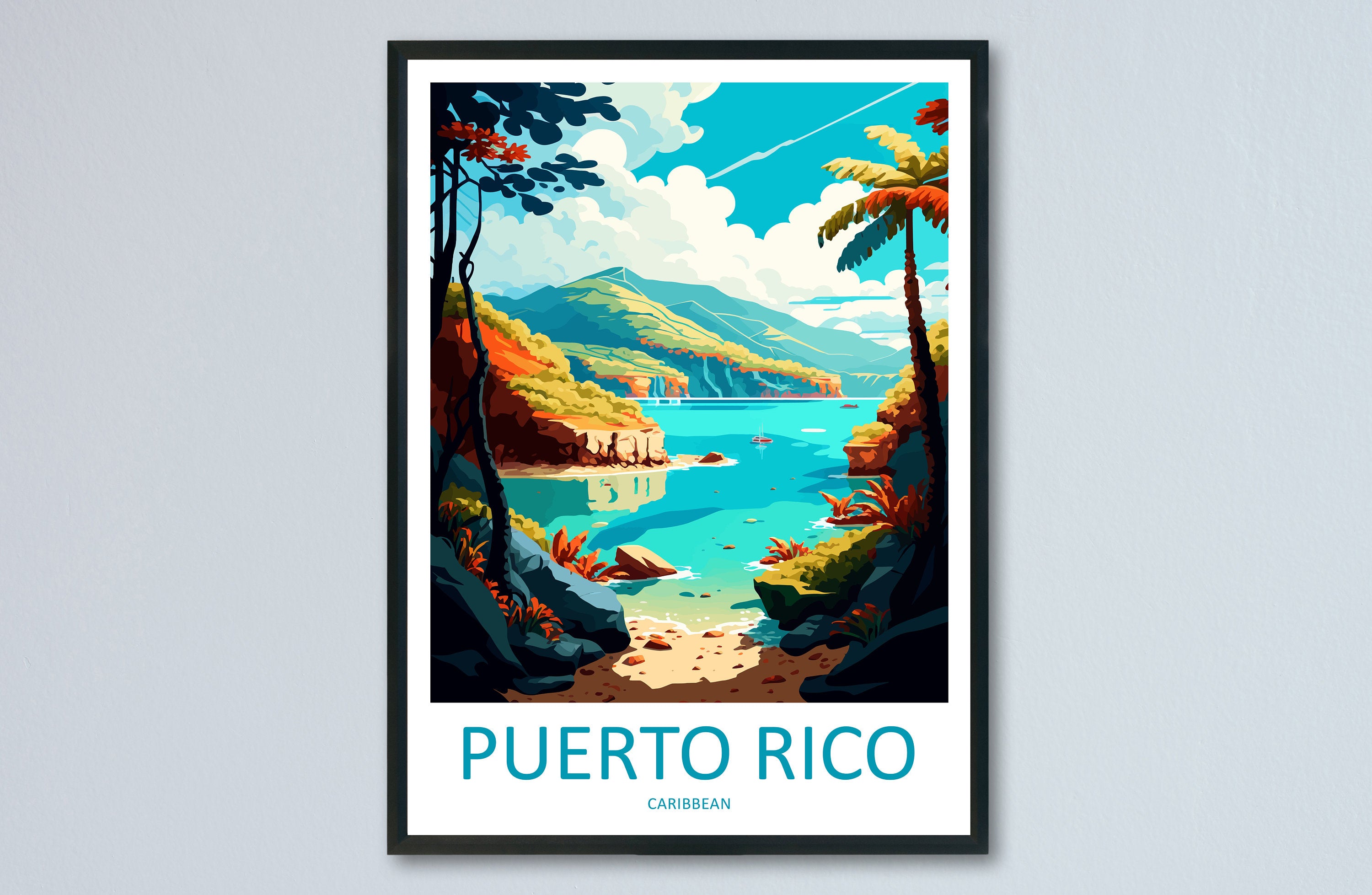 Puerto Rico Travel Print Wall Art Puerto Rico Wall Hanging Home Décor Puerto Rico Gift Art Lovers Wall Art Caribbean Travel Print Poster