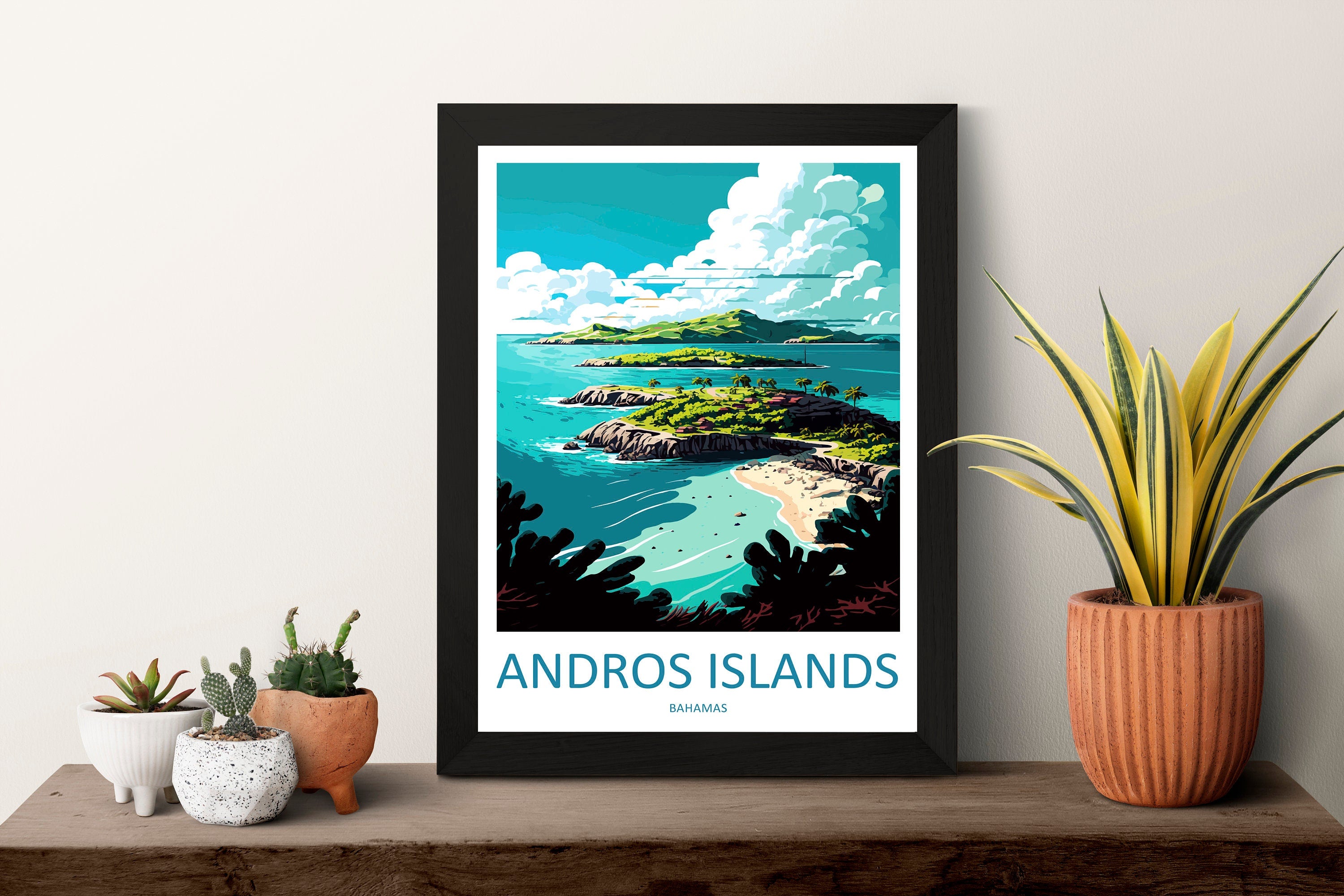 Andros Islands Travel Print Wall Art Andros Islands Wall Hanging Home Décor Andros Islands Gift Art Lovers Wall Art Caribbean Travel Print