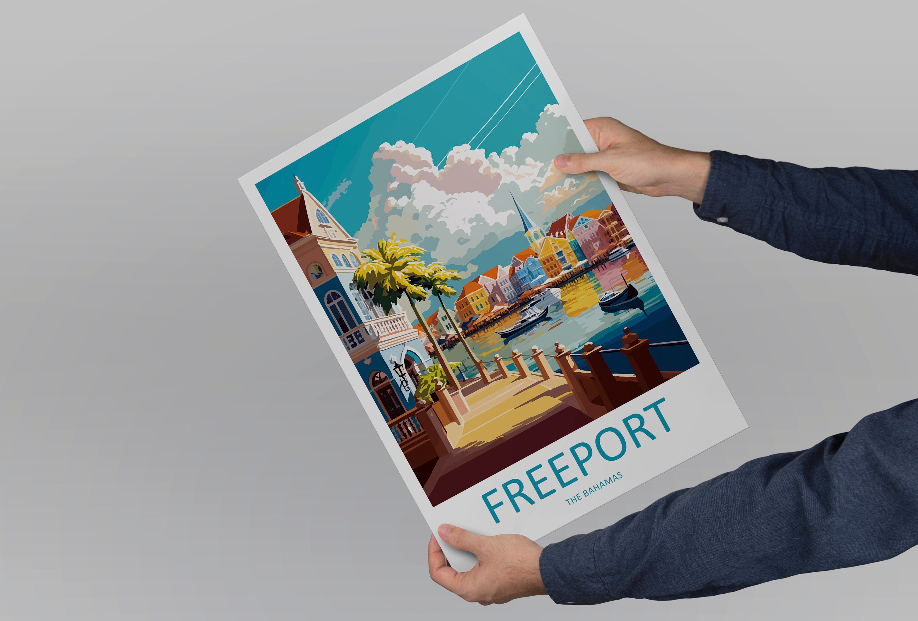 Freeport Travel Print Wall Art Freeport Wall Hanging Home Décor Freeport Gift Art Lovers Wall Art Caribbean Travel Print