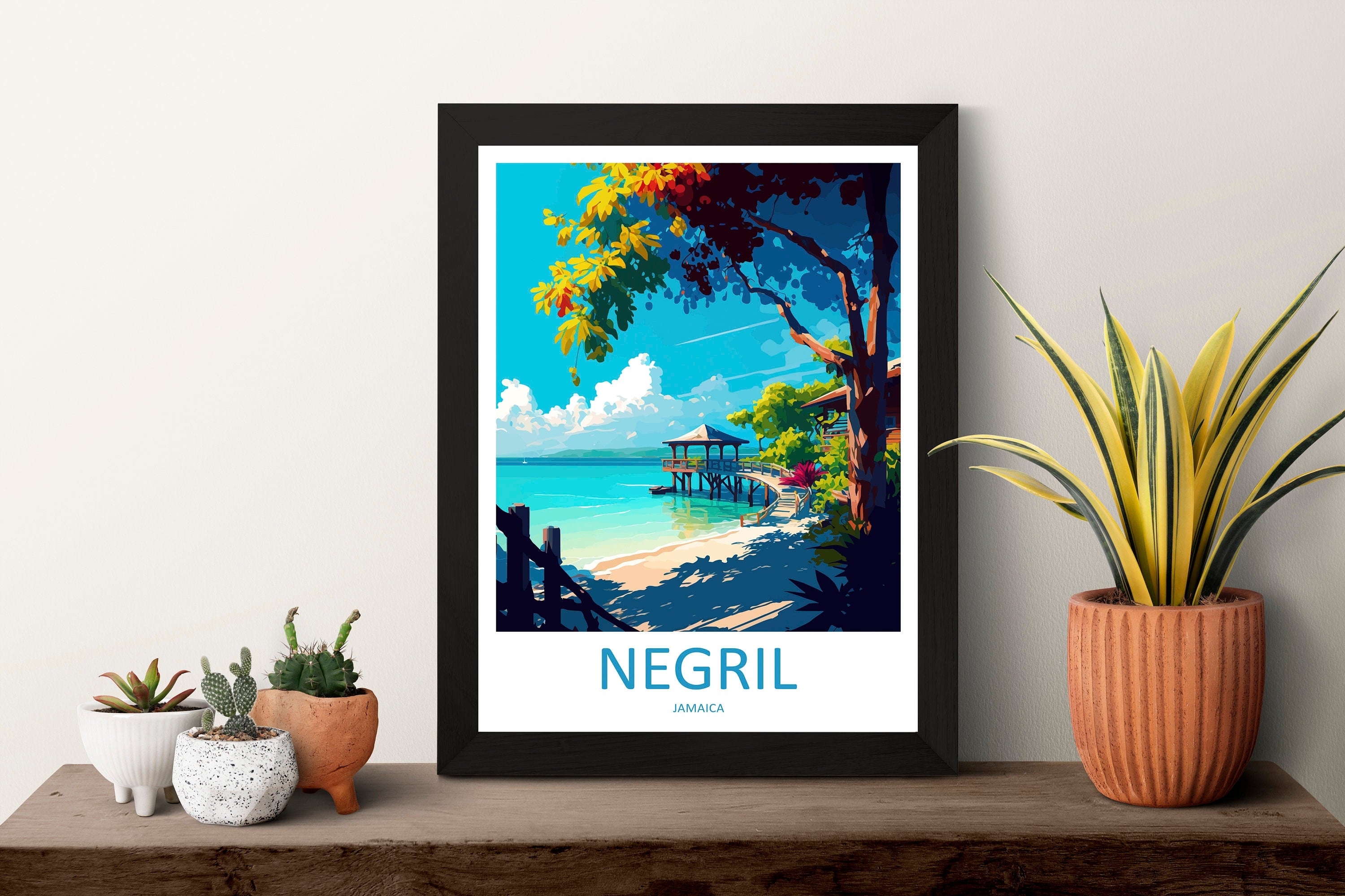 Negril Travel Print Wall Art Negril Wall Hanging Home Décor Negril Gift Art Lovers Wall Art Caribbean Travel Print
