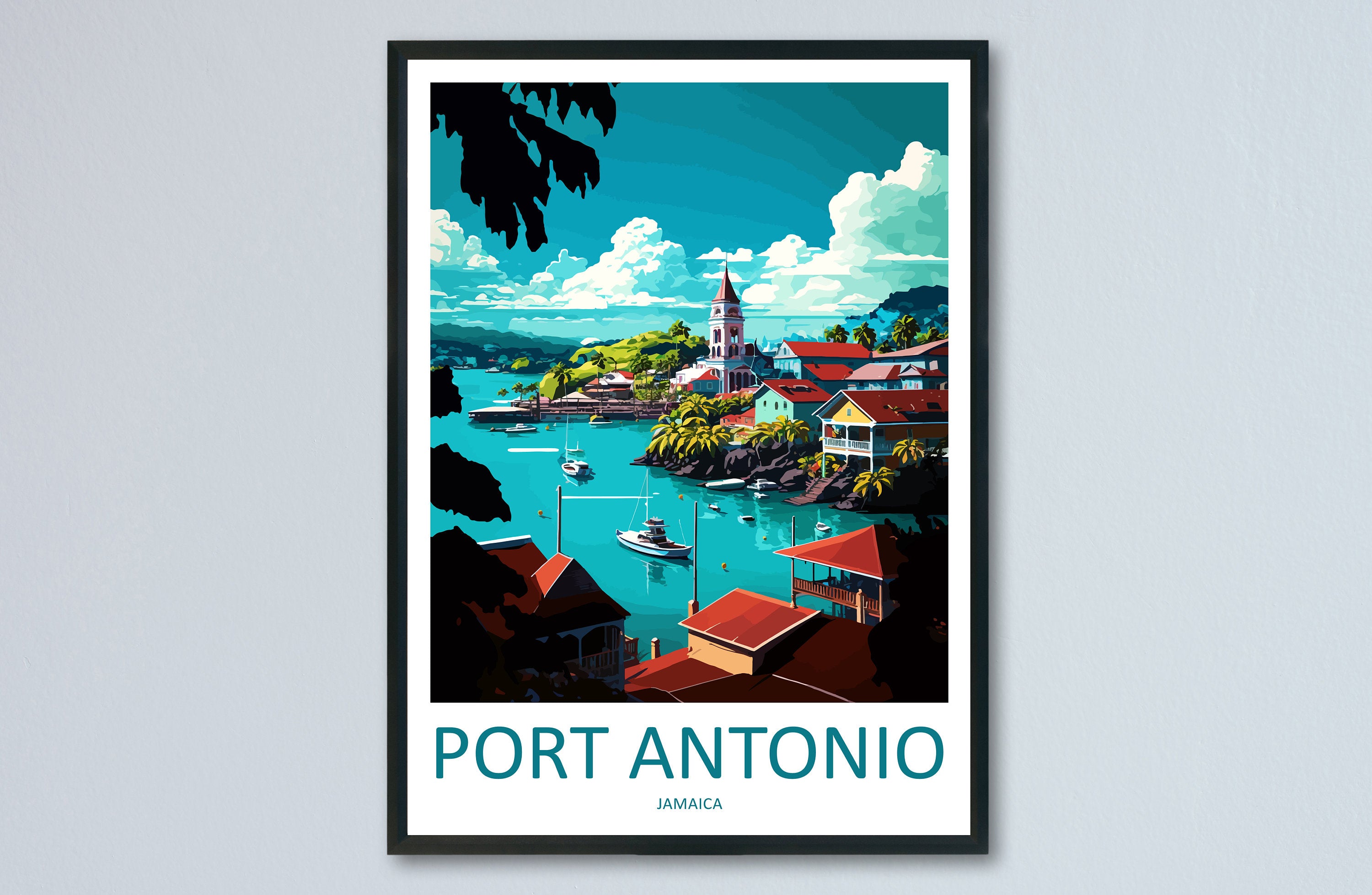 Port Antonio Travel Print Wall Art Port Antonio Wall Hanging Home Décor Port Antonio Gift Art Lovers Wall Art Caribbean Travel Print