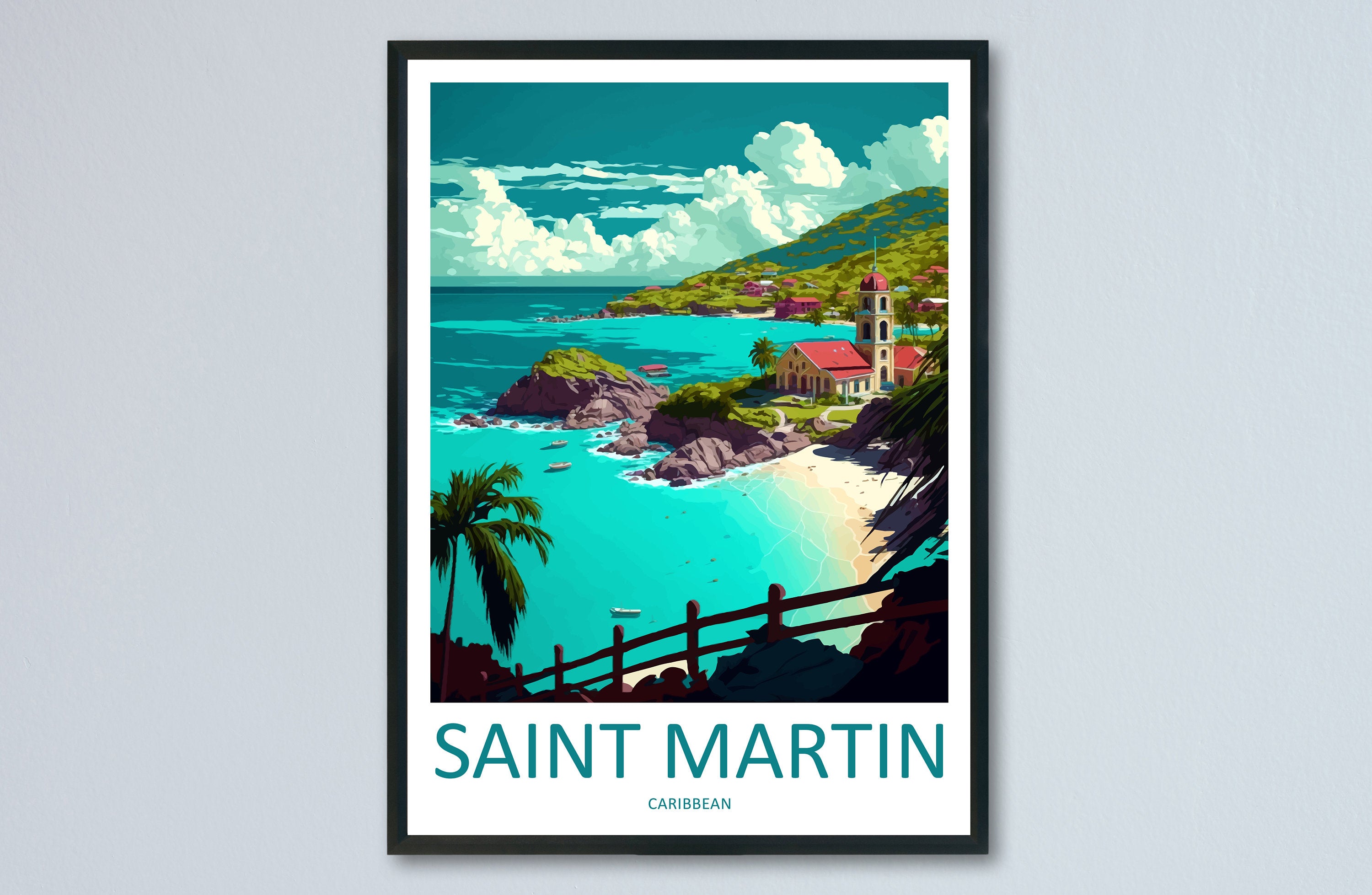 Saint Martin Travel Print Wall Art Saint Martin Wall Hanging Home Décor Saint Martin Gift Art Lovers Wall Art Caribbean