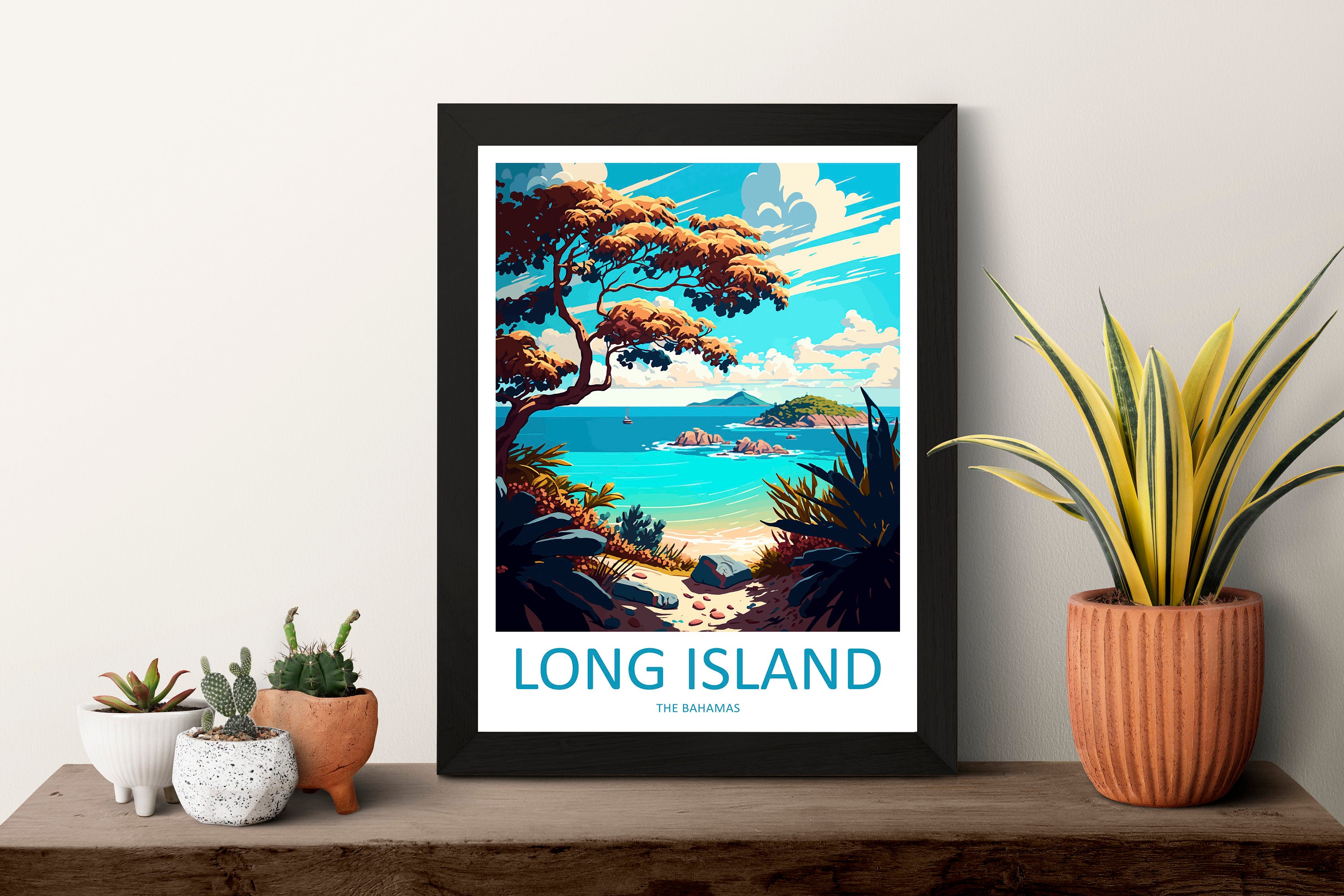 Long Island Travel Print Wall Art Long Island Wall Hanging Home Décor Long Island Gift Art Lovers Wall Art Caribbean Travel Poster Print