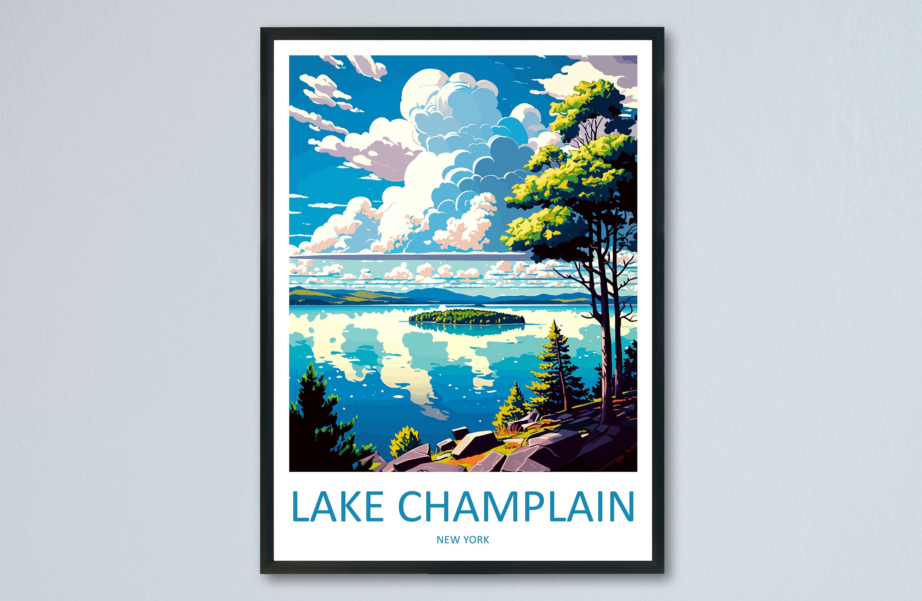 Lake Champlain Travel Print Wall Art Lake Champlain Wall Hanging Home Décor Lake Champlain Gift Art Lovers New York State Art Gift Lover