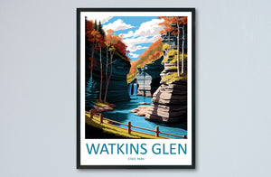 Watkins Glen State Park Travel Print Wall Art Watkins Glen Wall Hanging Home Décor Watkins Glen Gift Art Lovers New York State Art Gift