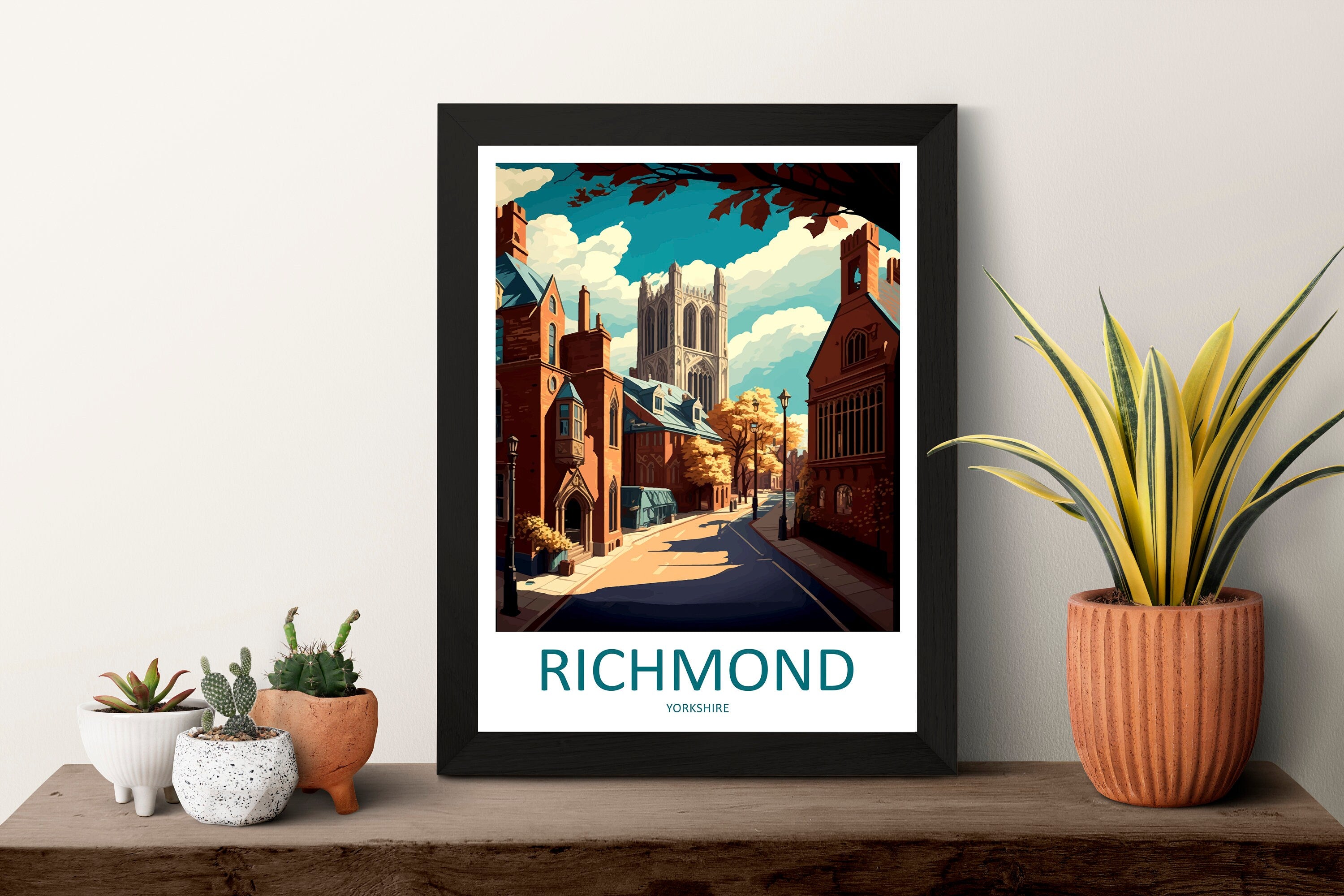 Richmond Travel Print Wall Art Richmond Wall Hanging Home Décor Richmond Gift Art Lovers England Art Lover Gift Print Artwork Yorkshire Art