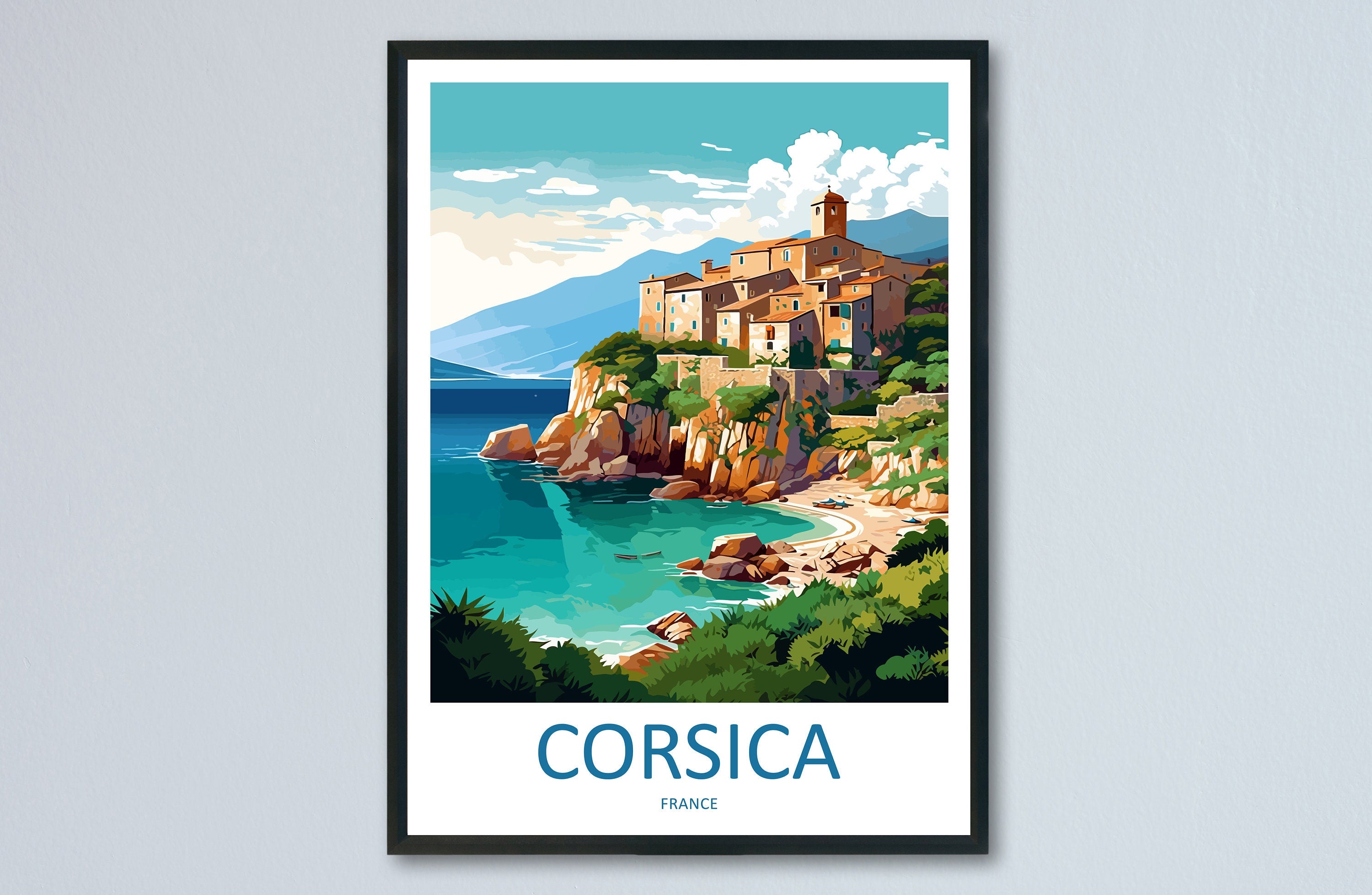 Corsica Travel Print Wall Art Corsica Wall Hanging Home Decor Corsica France Gift Art Lovers Wall Art Print Art Corsica Wall art