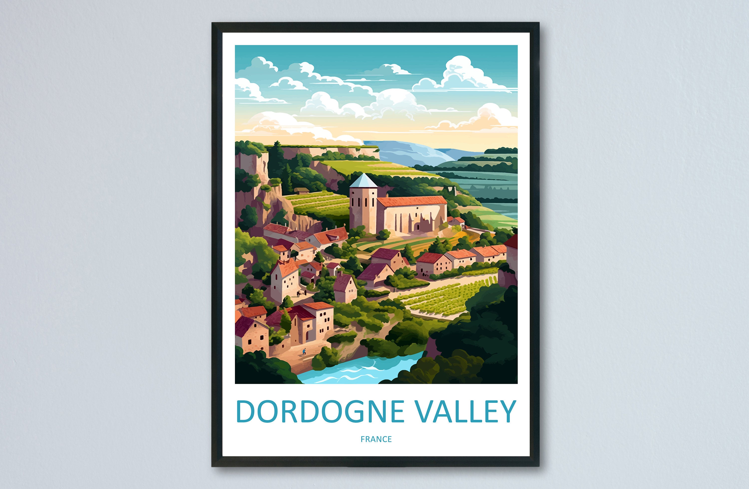 Dordogne Travel Print Wall Art Dordogne Wall Hanging Home Decoration Dordogne Gift Art Lovers Wall Art Print Art Dordogne Wall Hanging Art