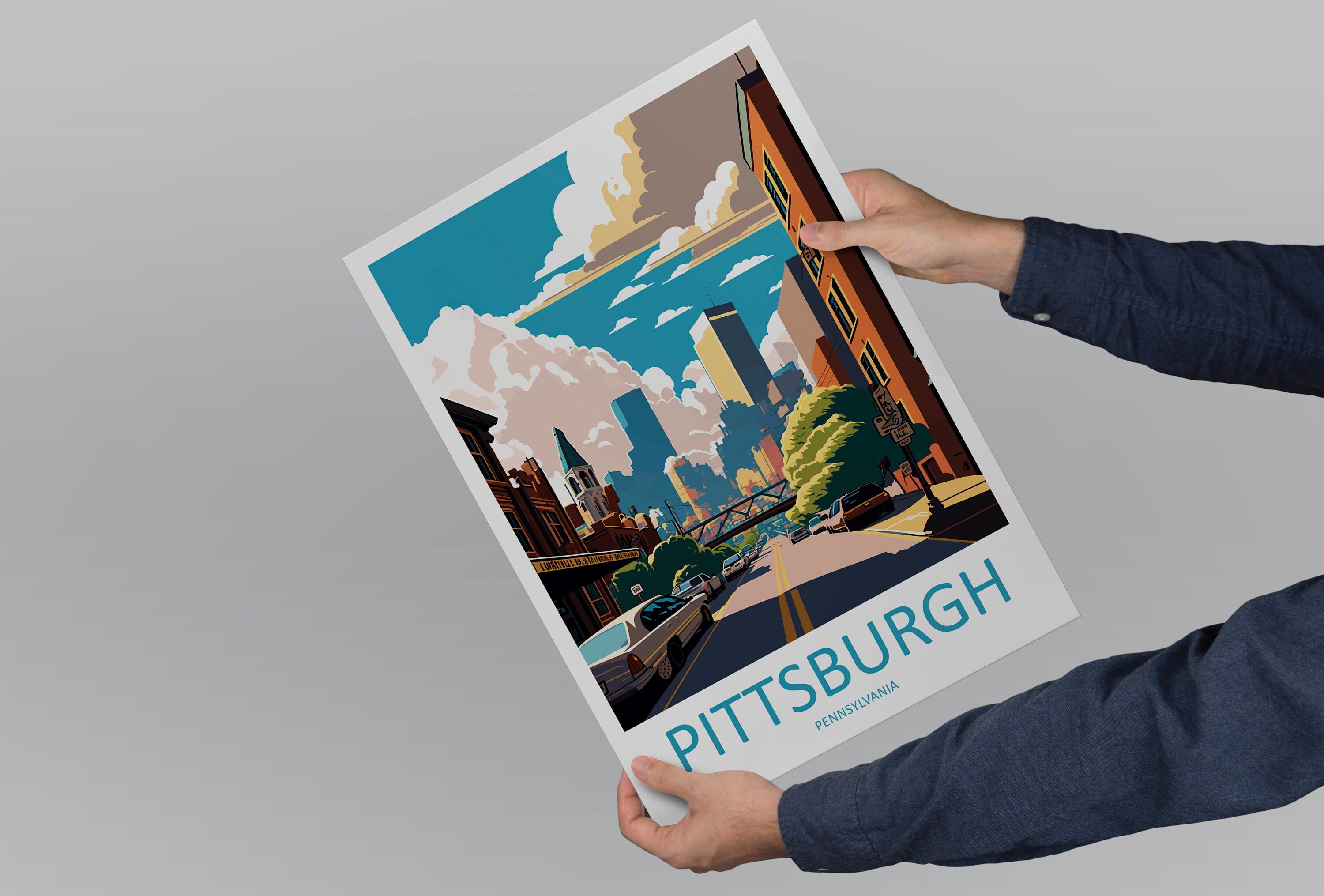 Pittsburgh Travel Print Wall Art Pittsburgh Wall Hanging Home Décor Pittsburgh Gift Art Lovers Pennsylvania Art Lover Travel Poster