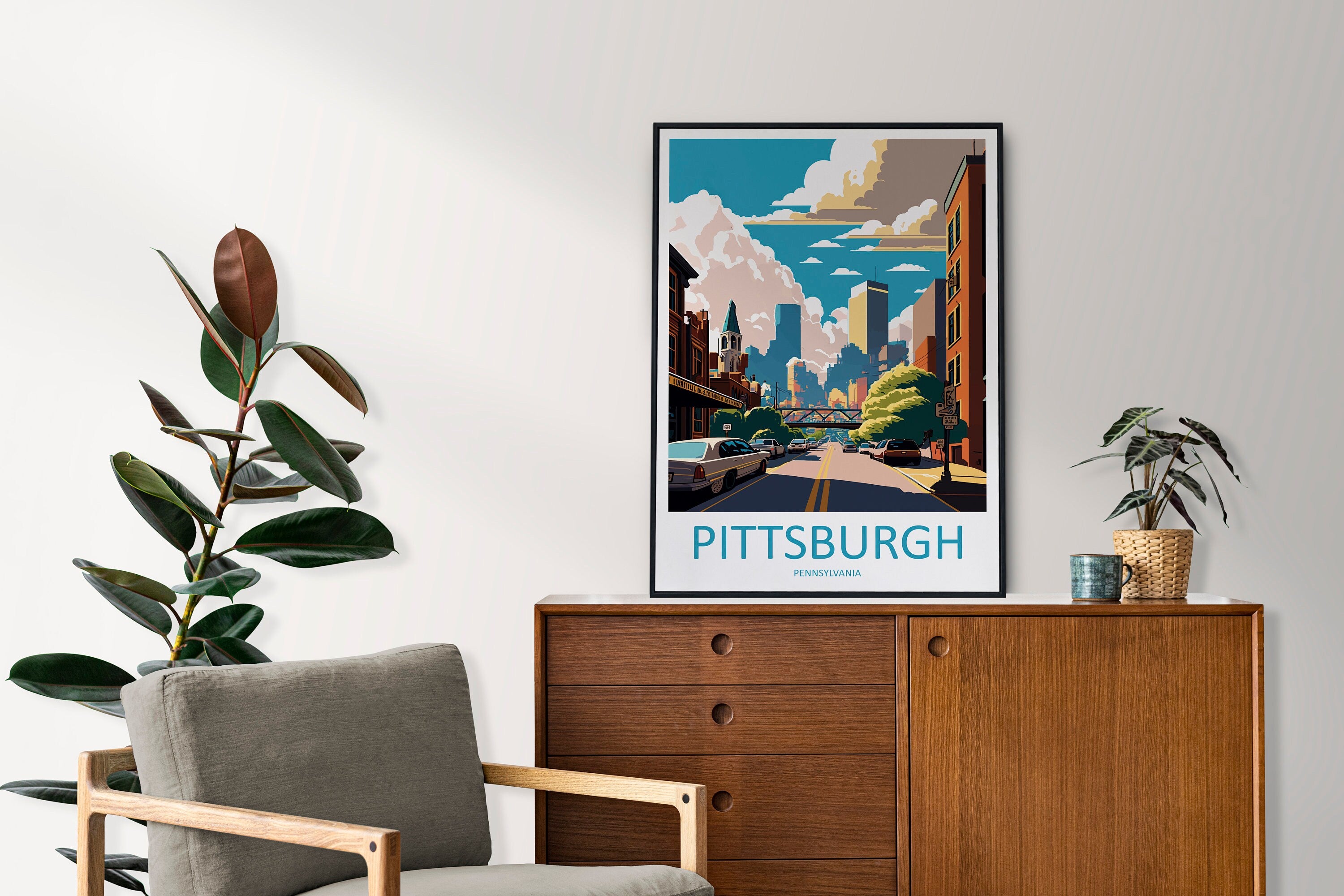 Pittsburgh Travel Print Wall Art Pittsburgh Wall Hanging Home Décor Pittsburgh Gift Art Lovers Pennsylvania Art Lover Travel Poster
