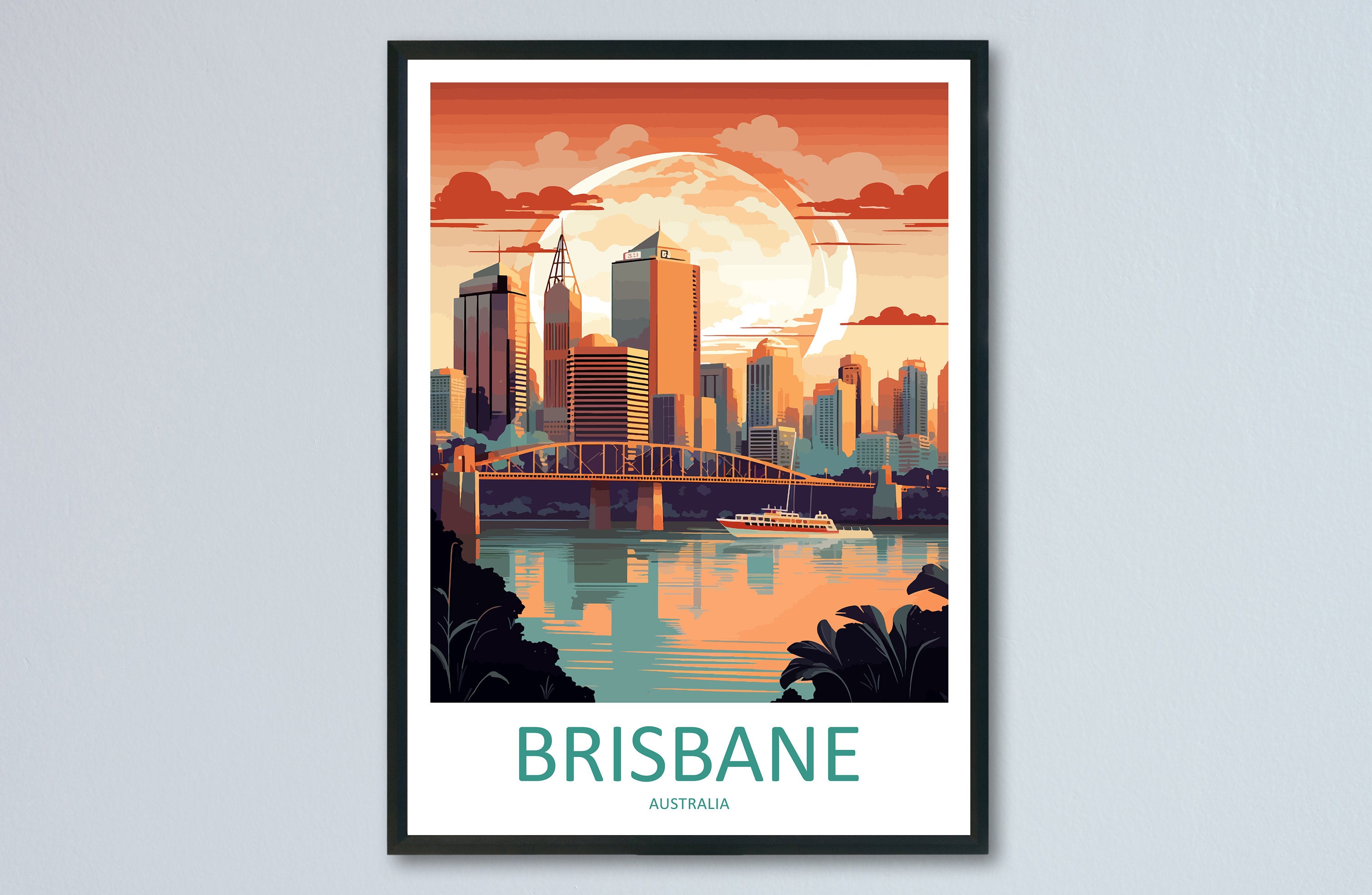 Brisbane Travel Print Wall Art Brisbane Wall Hanging Home Décor Brisbane Gift Art Lovers Wall Art Australia Travel Print Brisbane Decor