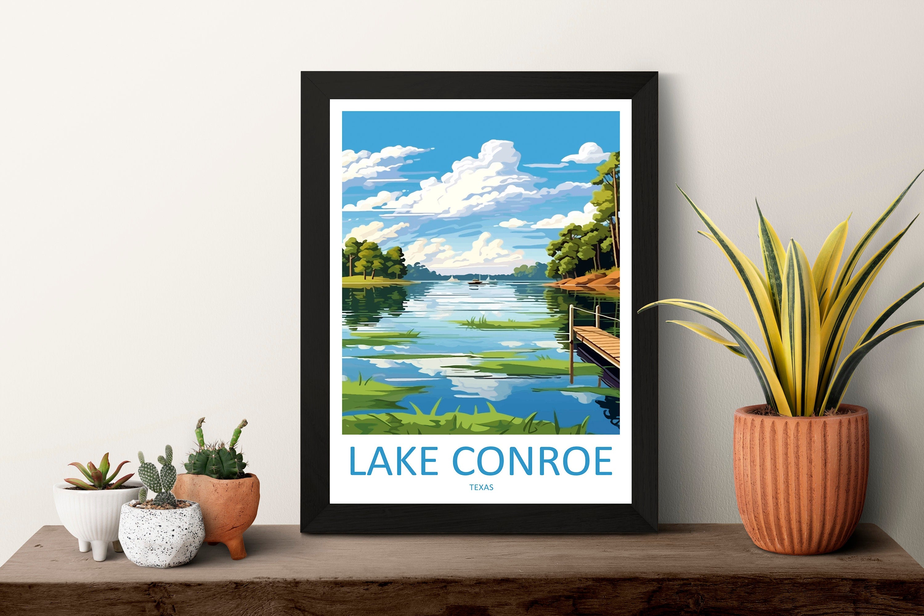 Lake Conroe Travel Print Wall Art Lake Conroe Wall Hanging Home Décor Lake Conroe Gift Art Lovers Texas Art Lover Gift Texas Travel Print