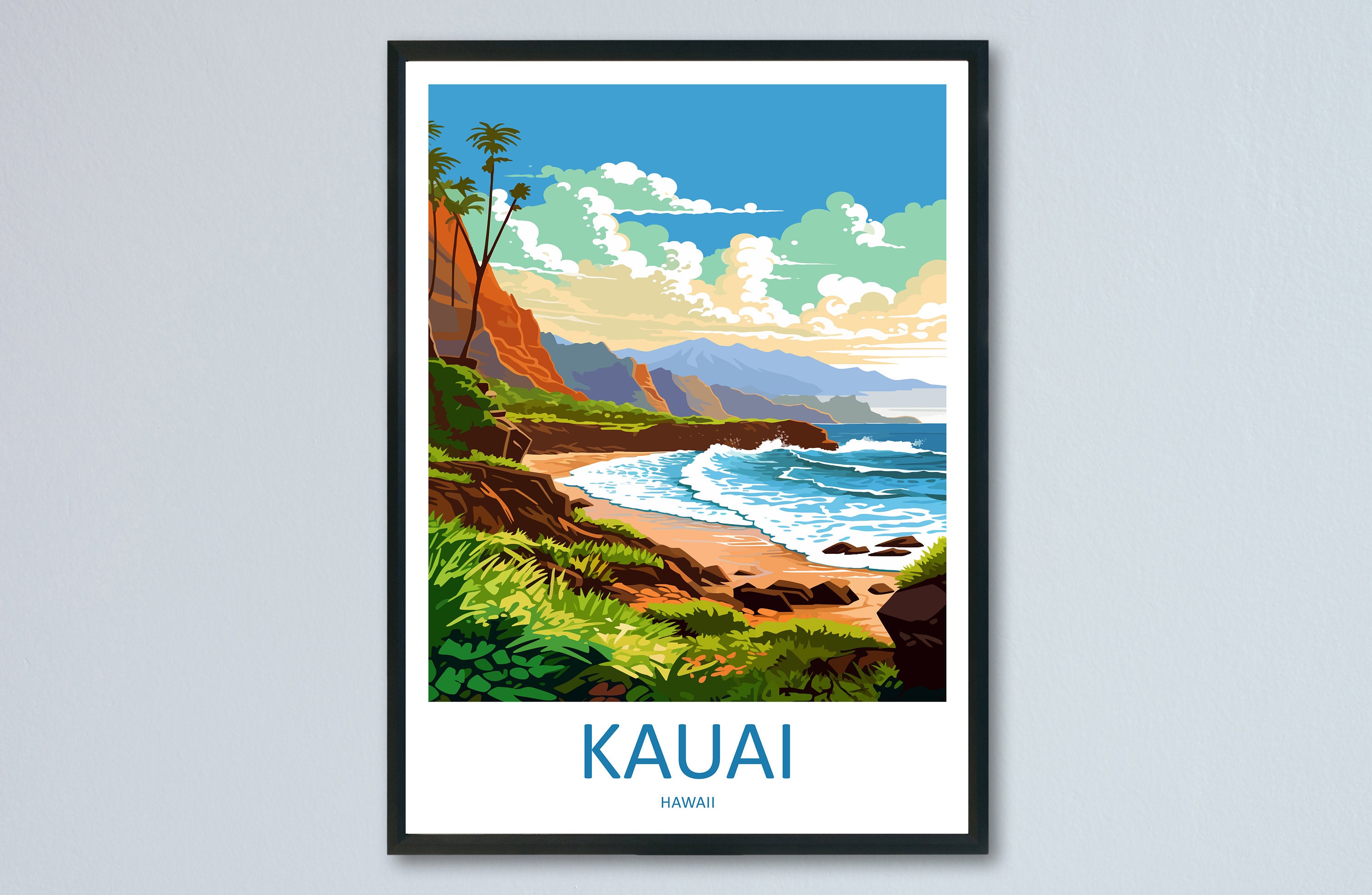 Kauai Travel Print Wall Art Kauai Wall Hanging Home Décor Kauai Gift Art Lovers Hawaii Art Lover Gift Print Artwork