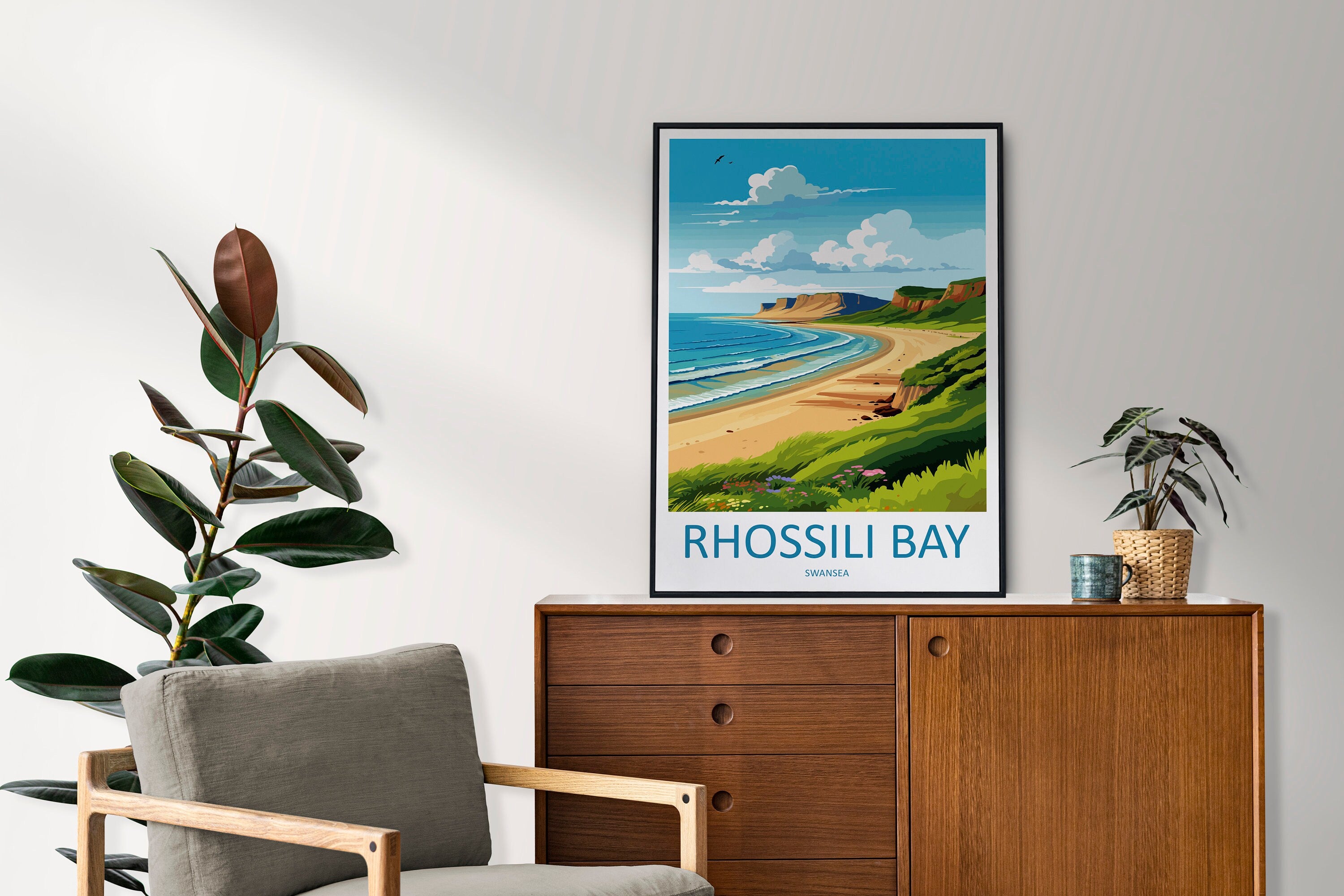 Rhossili Bay Travel Print Wall Art Rhossili Bay Wall Hanging Home Décor Rhossili Bay Gift Art Lover Gift Print Swansea Travel Print