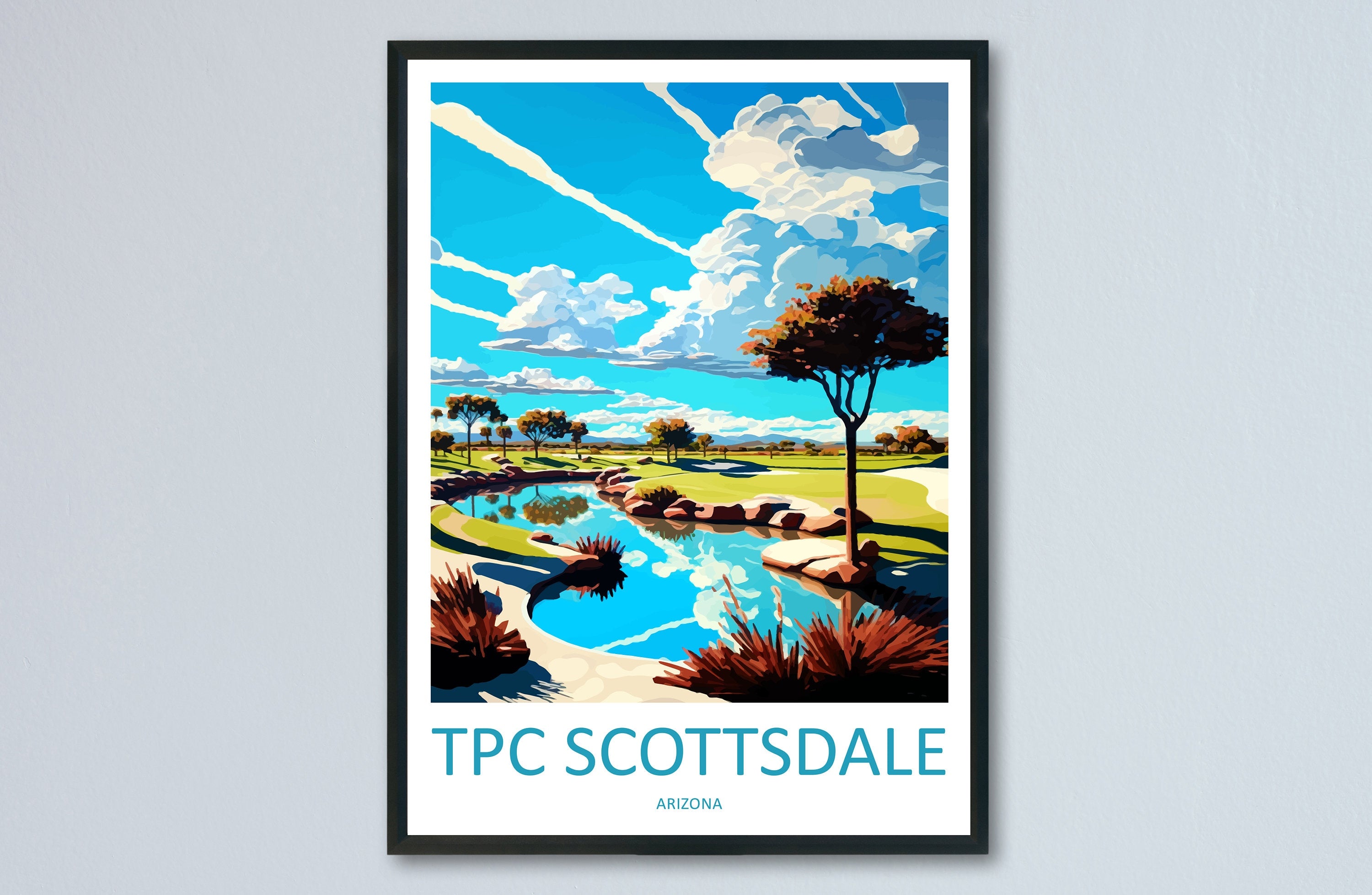 Tpc Scottsdale Golf Travel Print Wall Art Tpc Scottsdale Wall Hanging Home Décor Tpc Scottsdale Gift Art Lovers Arizona Art Travel Poster