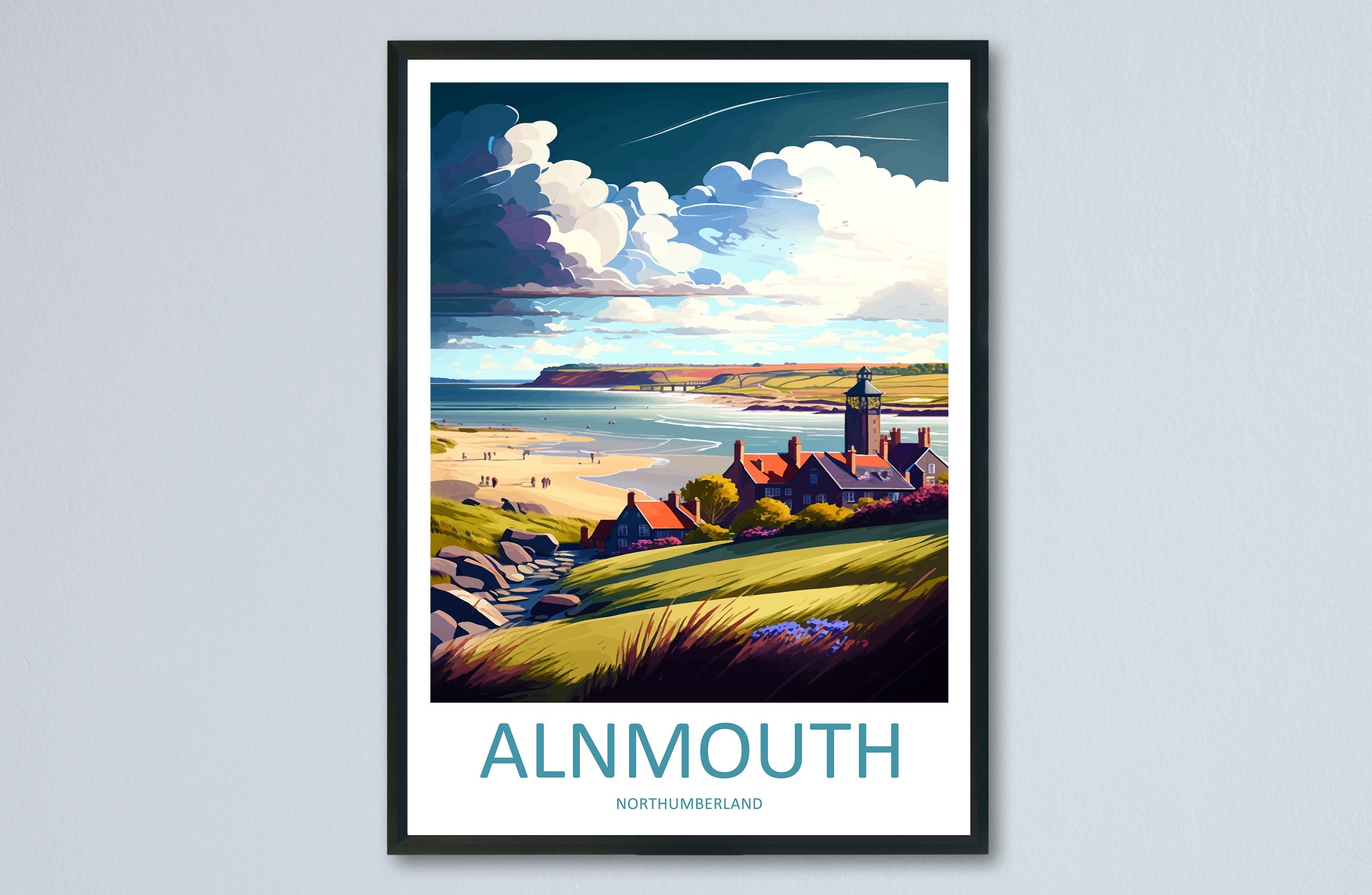 Alnmouth Travel Print Wall Art Alnmouth Wall Hanging Home Décor Alnmouth Gift Art Lovers England Art Lover Gift Print