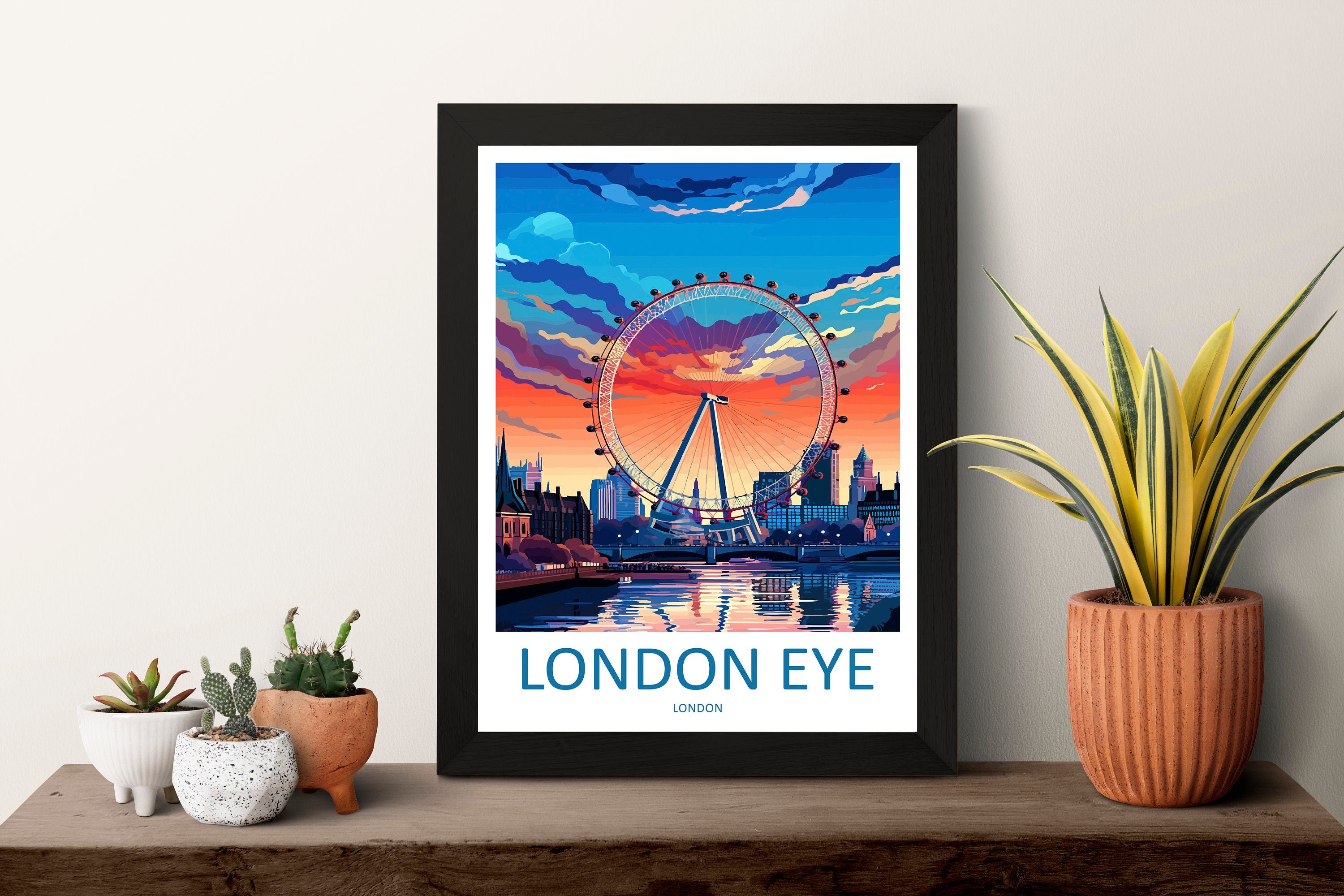 London Eye Travel Print Wall Art London Eye Wall Hanging Home Décor London Gift Art Lovers London Eye Art Lover Gift London Eye Travel Gift