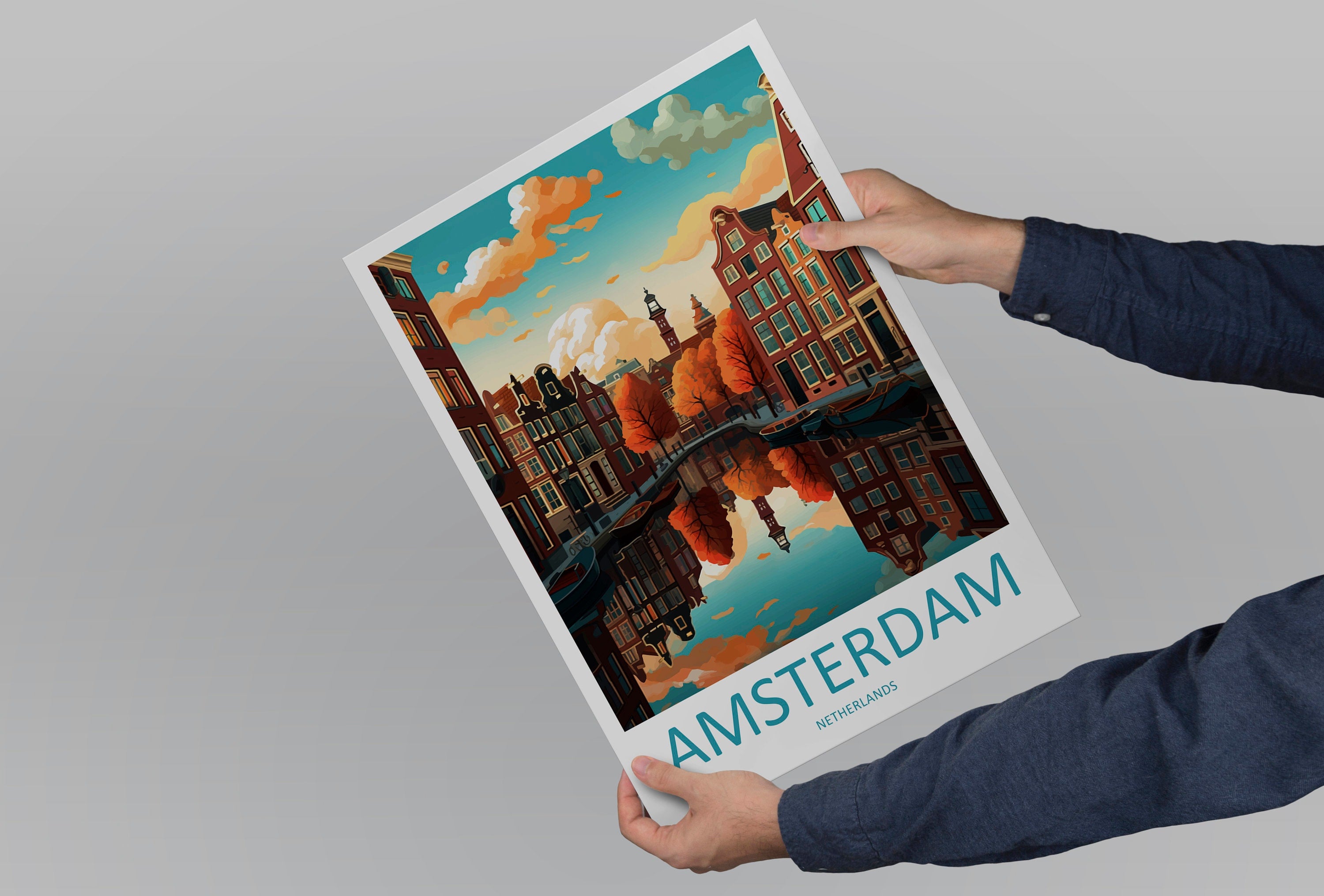 Amsterdam Travel Print Wall Art Amsterdam Wall Hanging Home Décor Amsterdam Gift Art Lovers Netherlands Art Lover Gift Amsterdam Decor