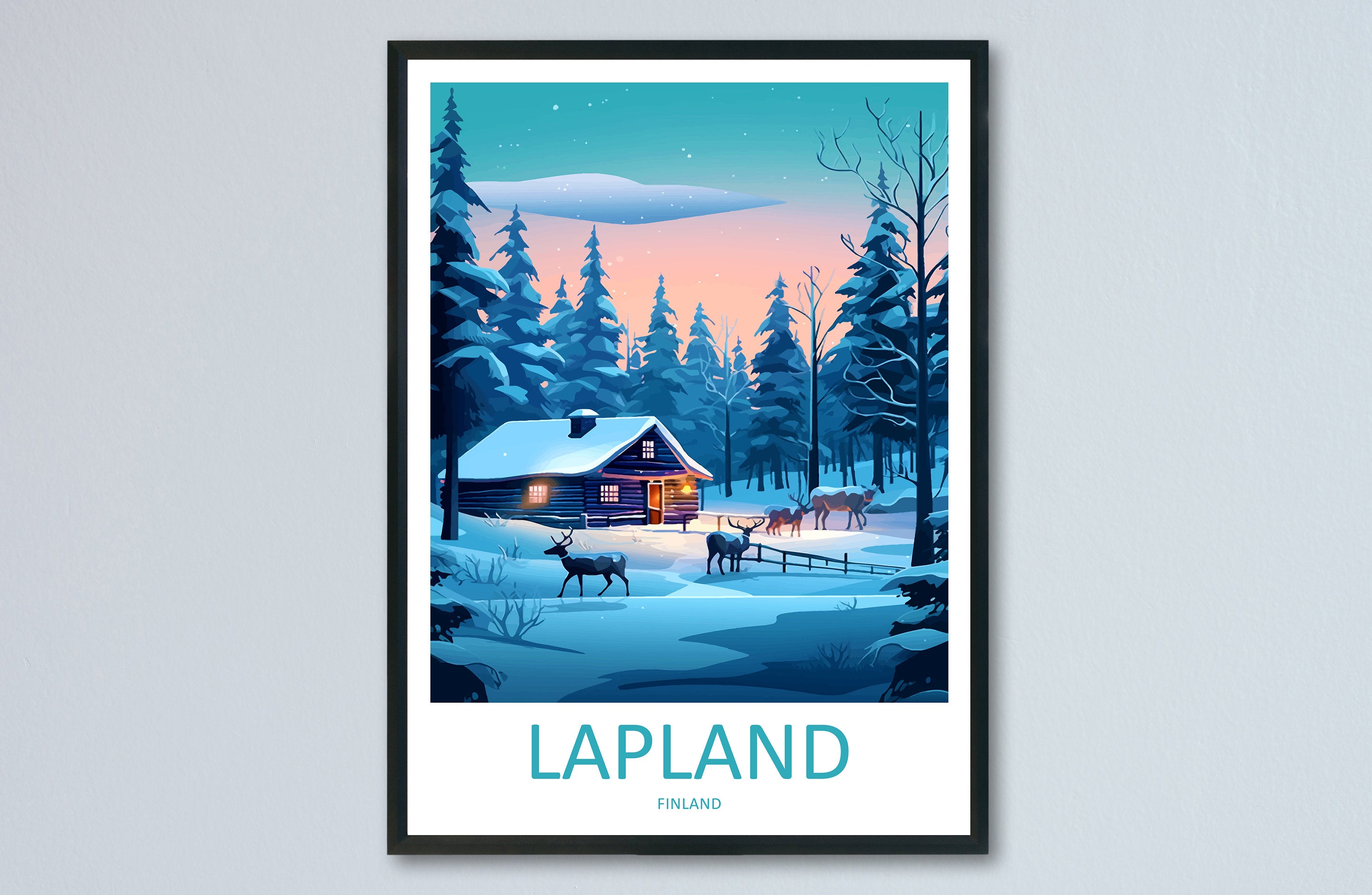 Lapland Travel Print Lapland Home Décor Finland Island Art Print Lapland Wall Print For Finland Gift Wall Hanging Lapland Artwork Décor