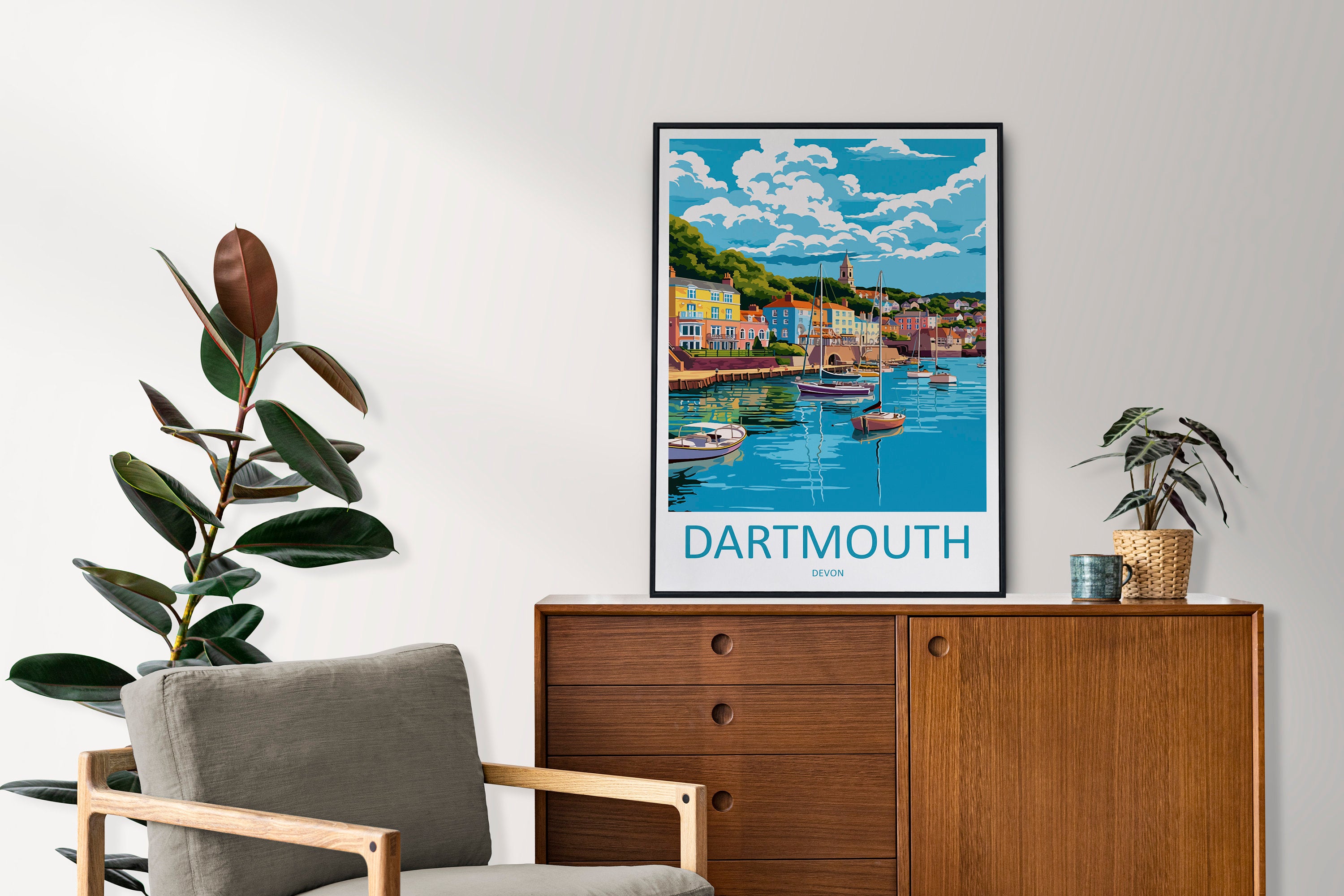 Dartmouth Travel Print Wall Art Dartmouth Wall Hanging Home Décor Dartmouth Gift Art Lovers England Art Lover Gift Dartmouth Art Poster