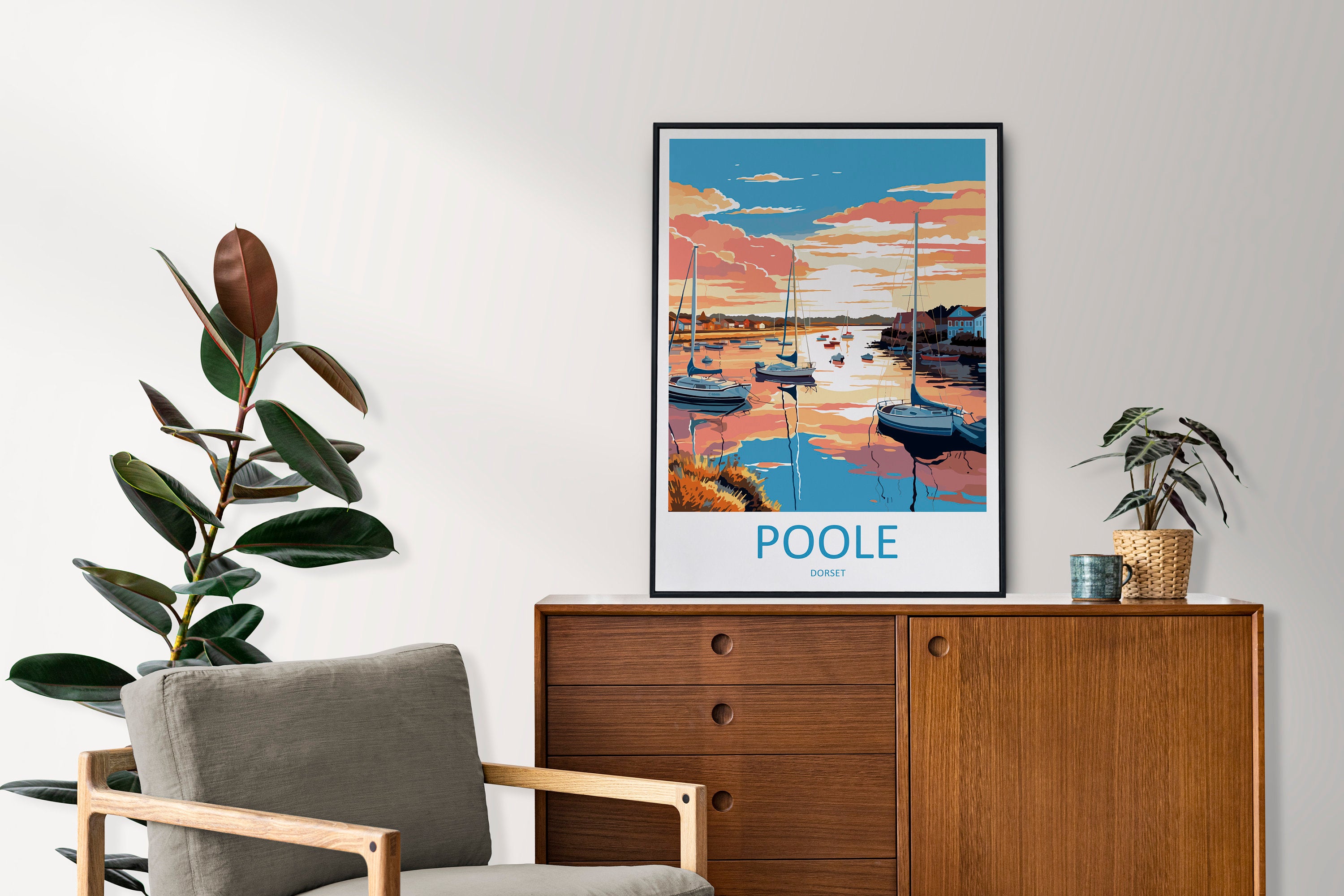 Poole Harbour Travel Print Wall Art Poole Wall Hanging Home Décor Poole Gift Art Lovers England Art Lover Gift Poole Travel Décor Poole