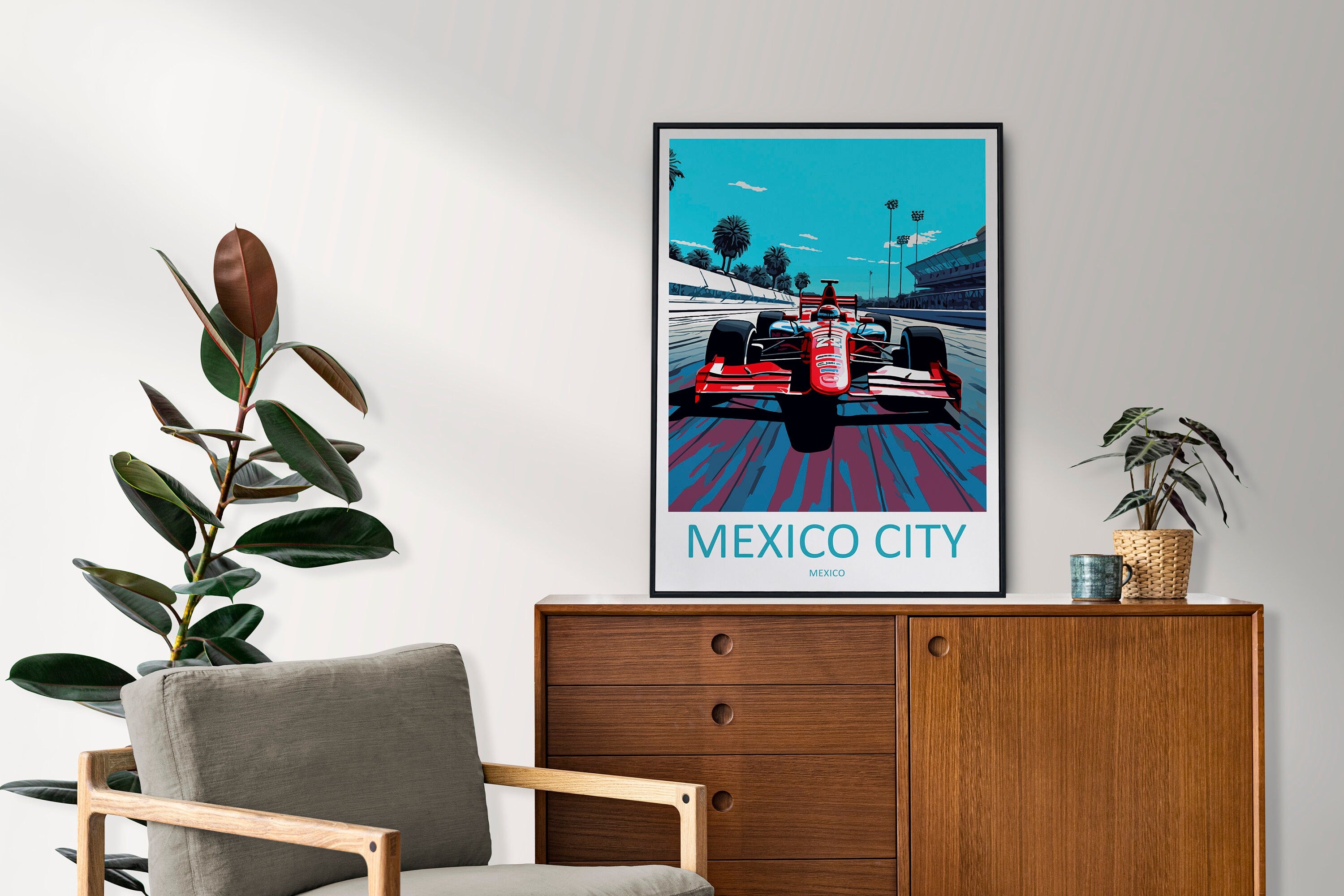 Mexico City Travel Print Wall Decor Mexico City Circuit Poster Motorsport Travel Print Art Print Racing Illustration Mexico Race car Art