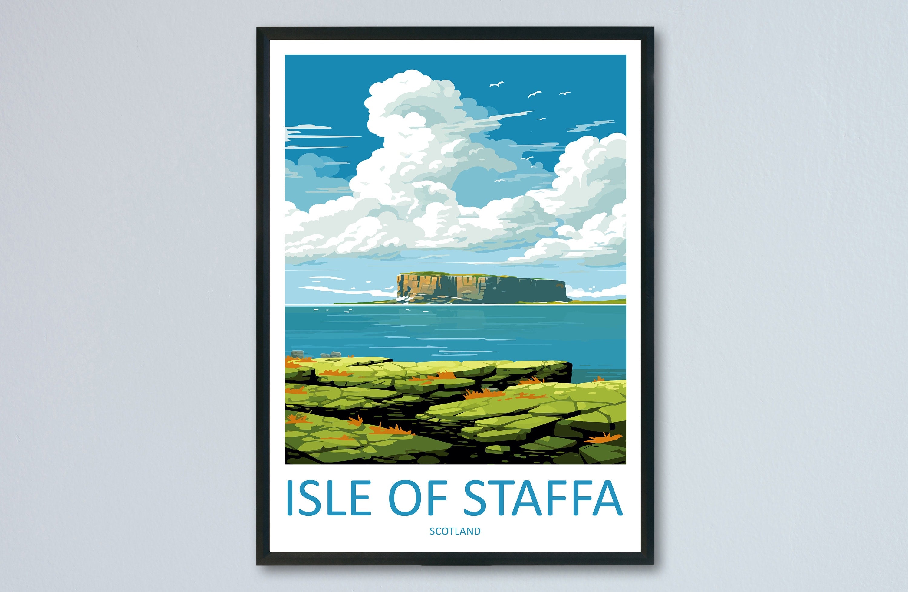 Isle Of Staffa Travel Print Wall Art Isle Of Staffa Wall Hanging Home Décor Isle Of Staffa Gift Art Lovers Scotland Art Lover Gift Isle