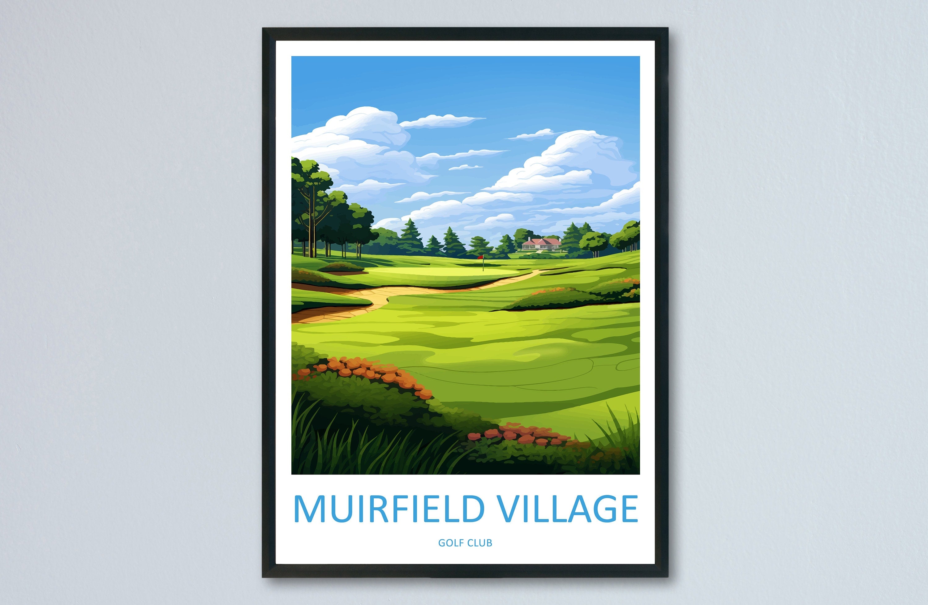 Muirfeild Village Golf Course Travel Print Wall Art Muirfeild Village Golf Club Wall Hanging Home Décor Art Gift Art Lovers Golf Art