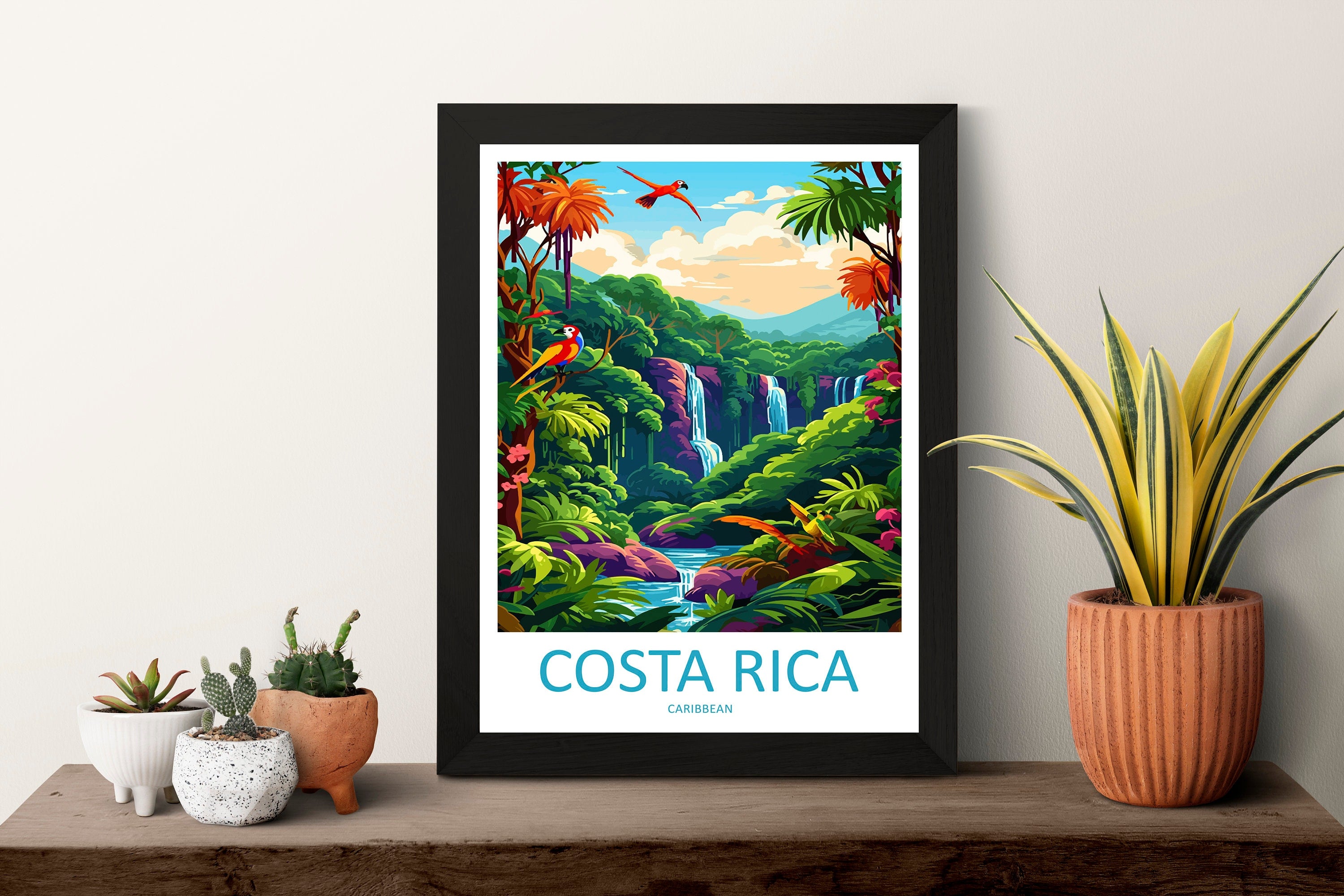 Costa Rica Travel Print Wall Art Costa Rica Wall Hanging Home Décor Costa Rica Gift Art Lovers Wall Art Caribbean Travel Print