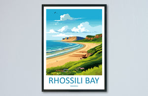 Rhossili Bay Travel Print Wall Art Rhossili Bay Wall Hanging Home Décor Rhossili Bay Gift Art Lover Gift Print Swansea Travel Print