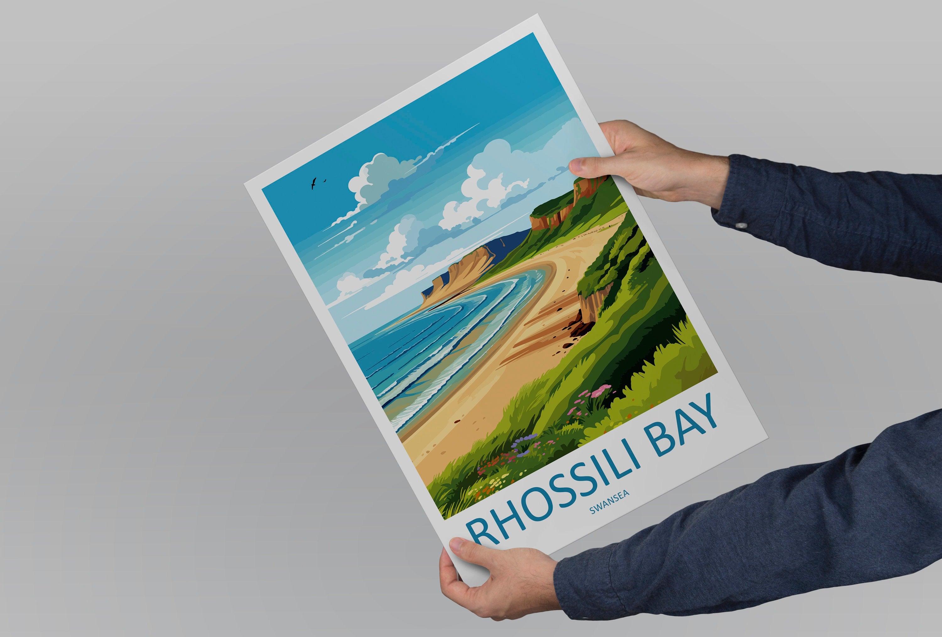 Rhossili Bay Travel Print Wall Art Rhossili Bay Wall Hanging Home Décor Rhossili Bay Gift Art Lover Gift Print Swansea Travel Print