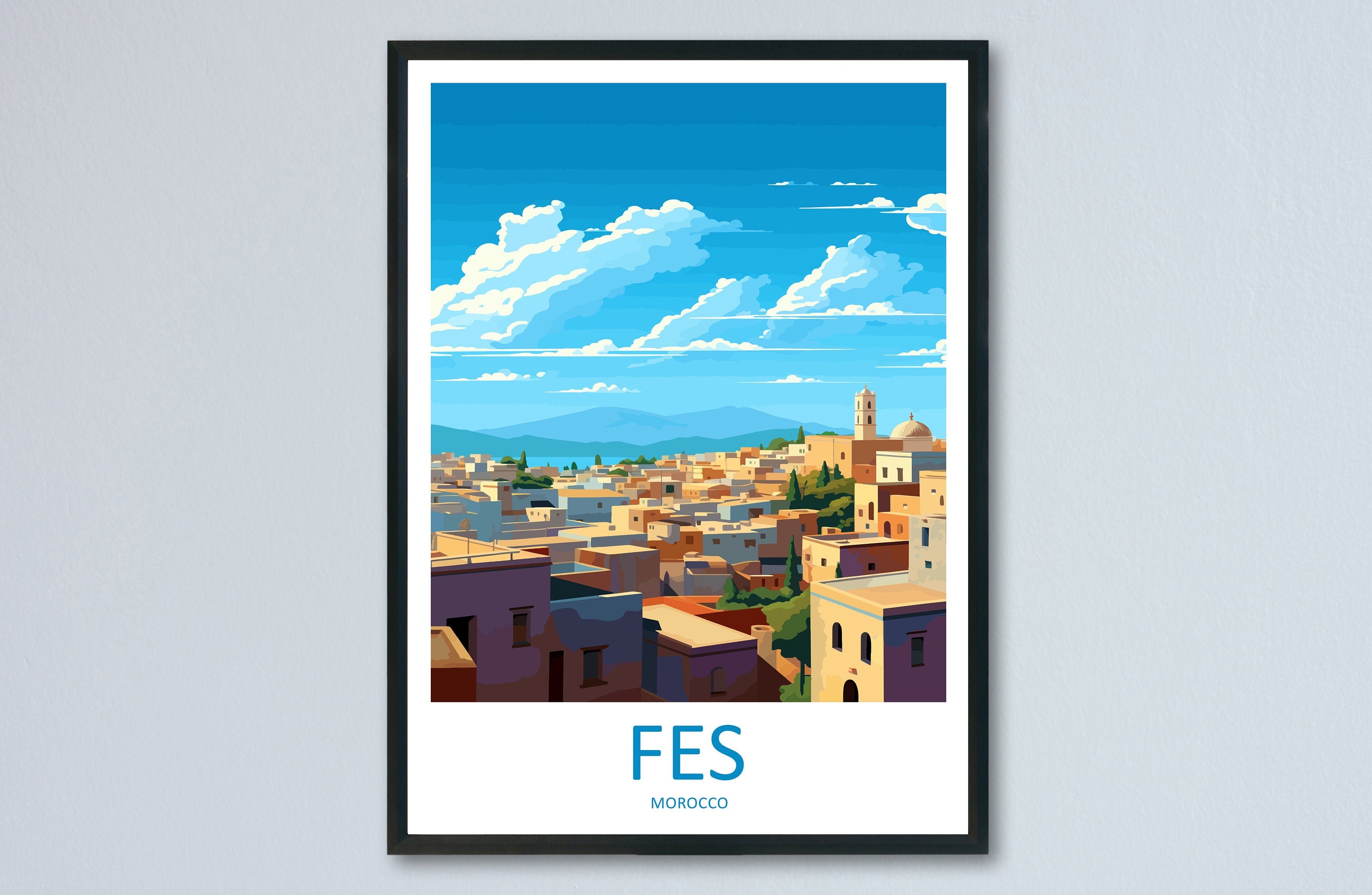 Fes Travel Print Wall Art Fes Wall Hanging Home Décor Fes Gift Art Lovers Morocco Art Lover Gift Wall Art Morocco Art