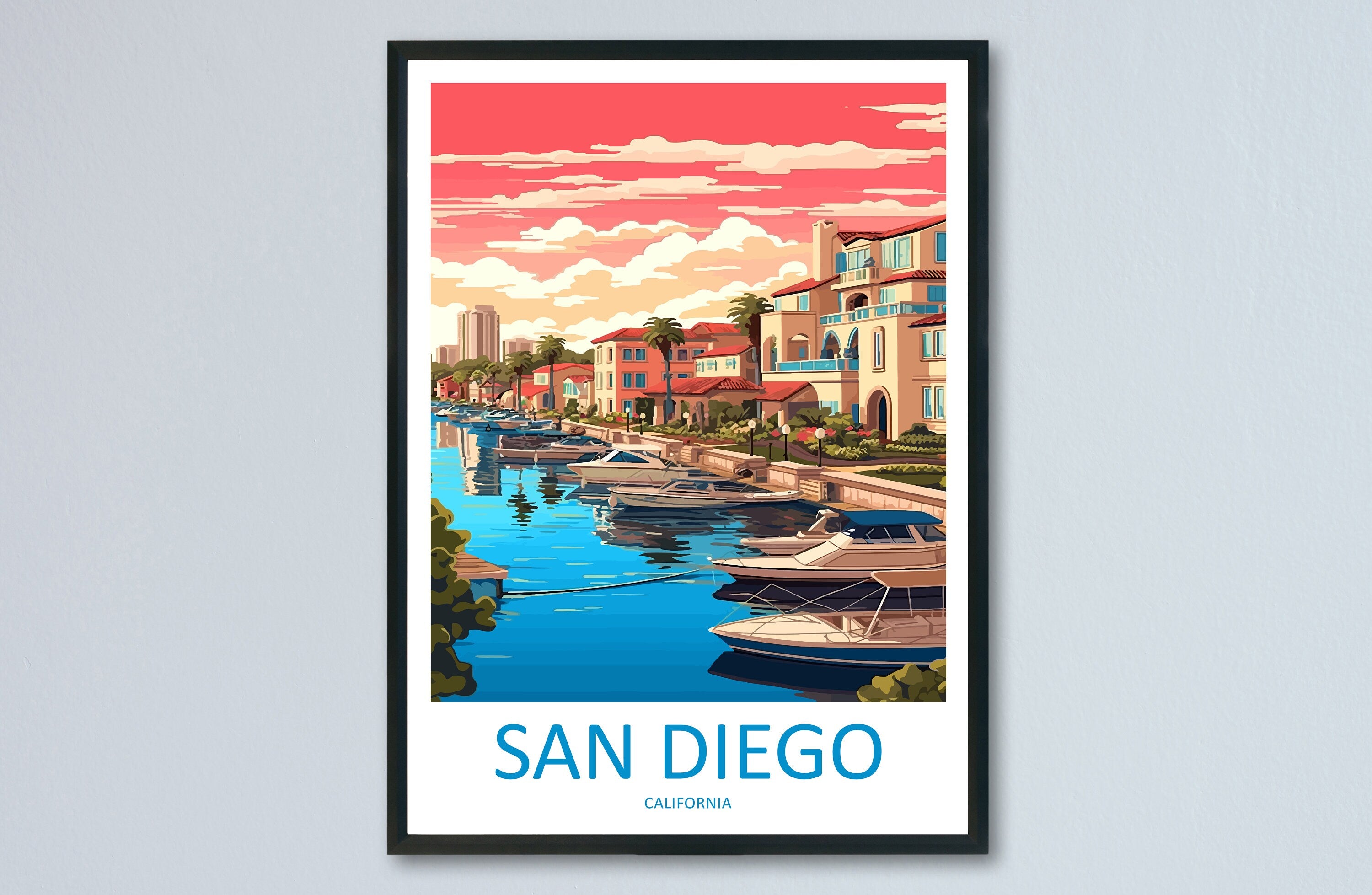 San Diego Travel Print Wall Art San Diego Wall Hanging Home Décor San Diego Gift Art Lovers California Art Lover Gift San Diego Poster