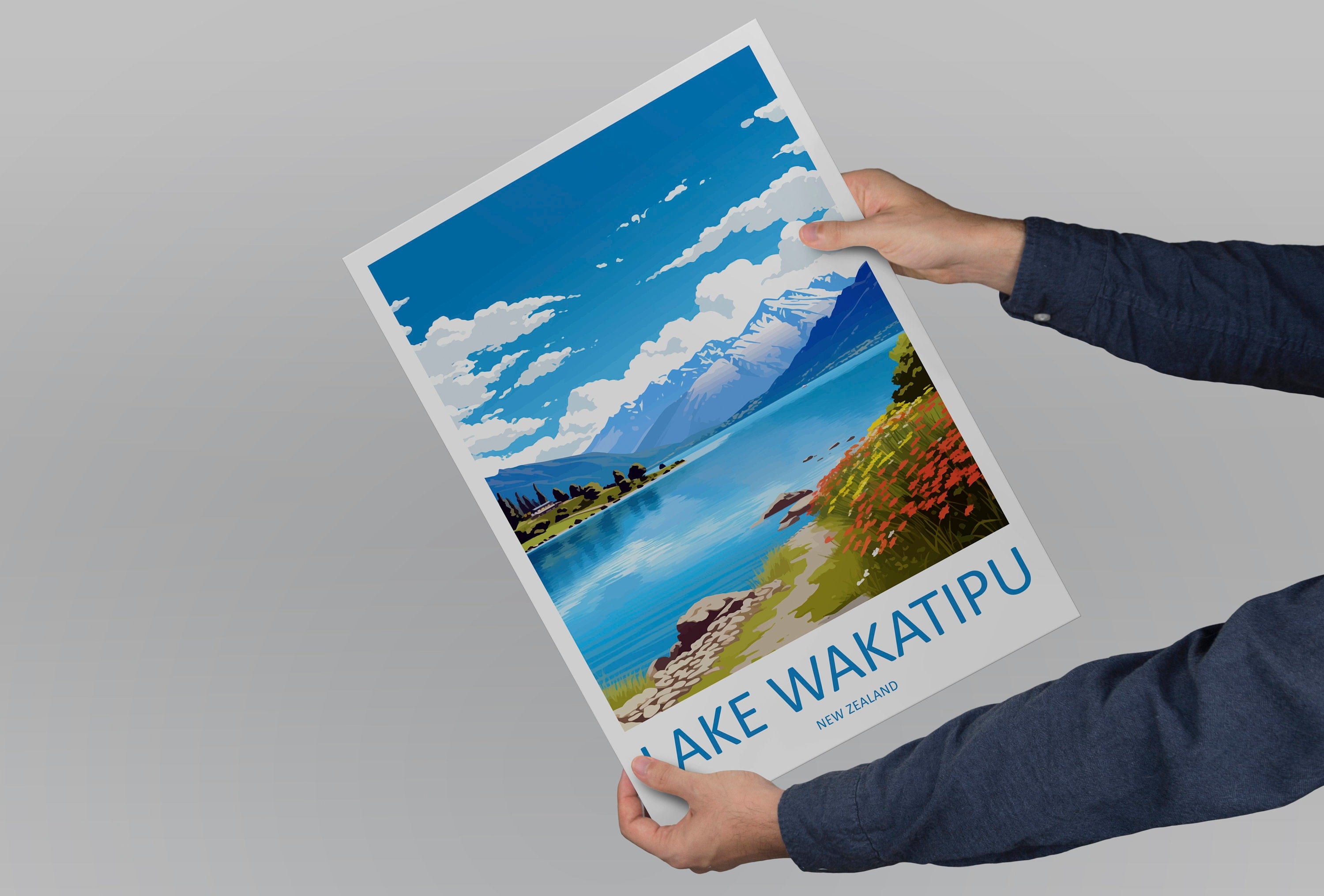 Lake Wakatipu Travel Print Wall Art Lake Wakatipu Wall Hanging Home Décor Lake Wakatipu Gift Art Lovers New Zealand Art Lover Gift