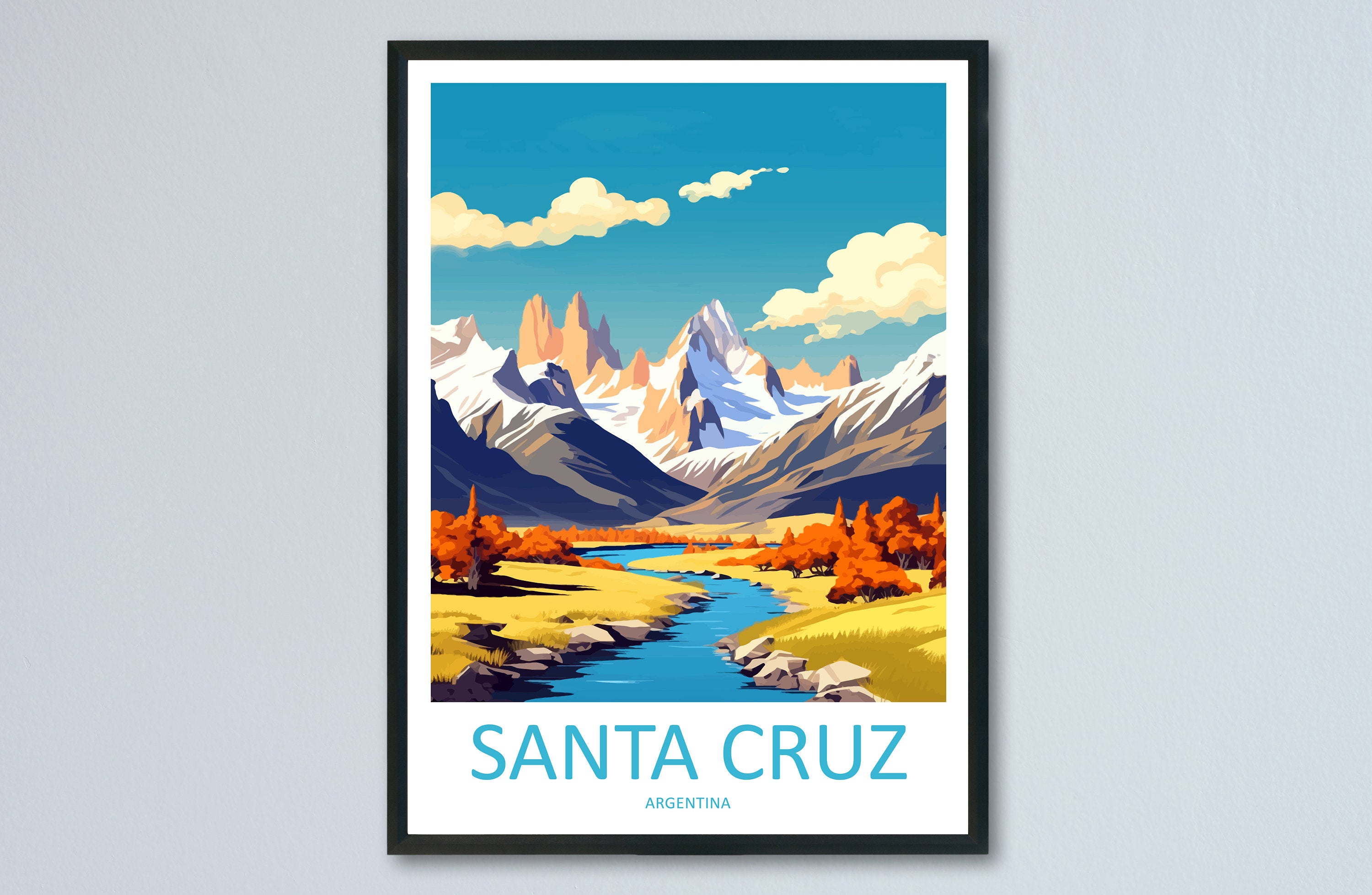 Santa Cruz Travel Print Wall Art Santa Cruz Wall Hanging Home Decor Santa Cruz Gift Art Lovers Wall Art Print Art Argentina Travel Poster