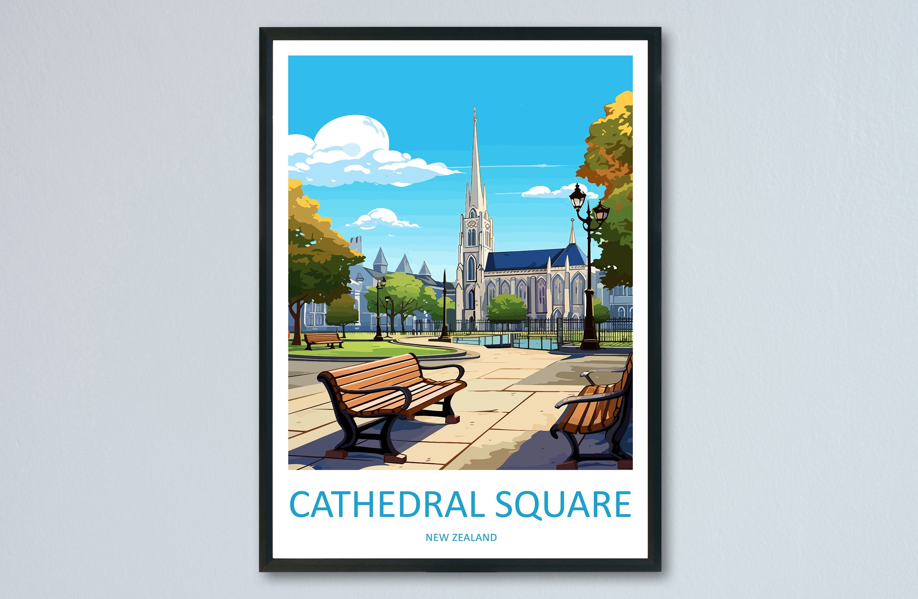 Cathedral Square Travel Print Wall Art Cathedral Square Wall Hanging Home Décor Cathedral Square Gift Art Lovers New Zealand Travel Print