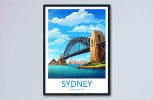 Sydney Harbour Bridge Travel Print Wall Art Sydney Harbour Bridge Wall Hanging Home Décor Sydney Gift Art Lovers Wall Art Australia Poster