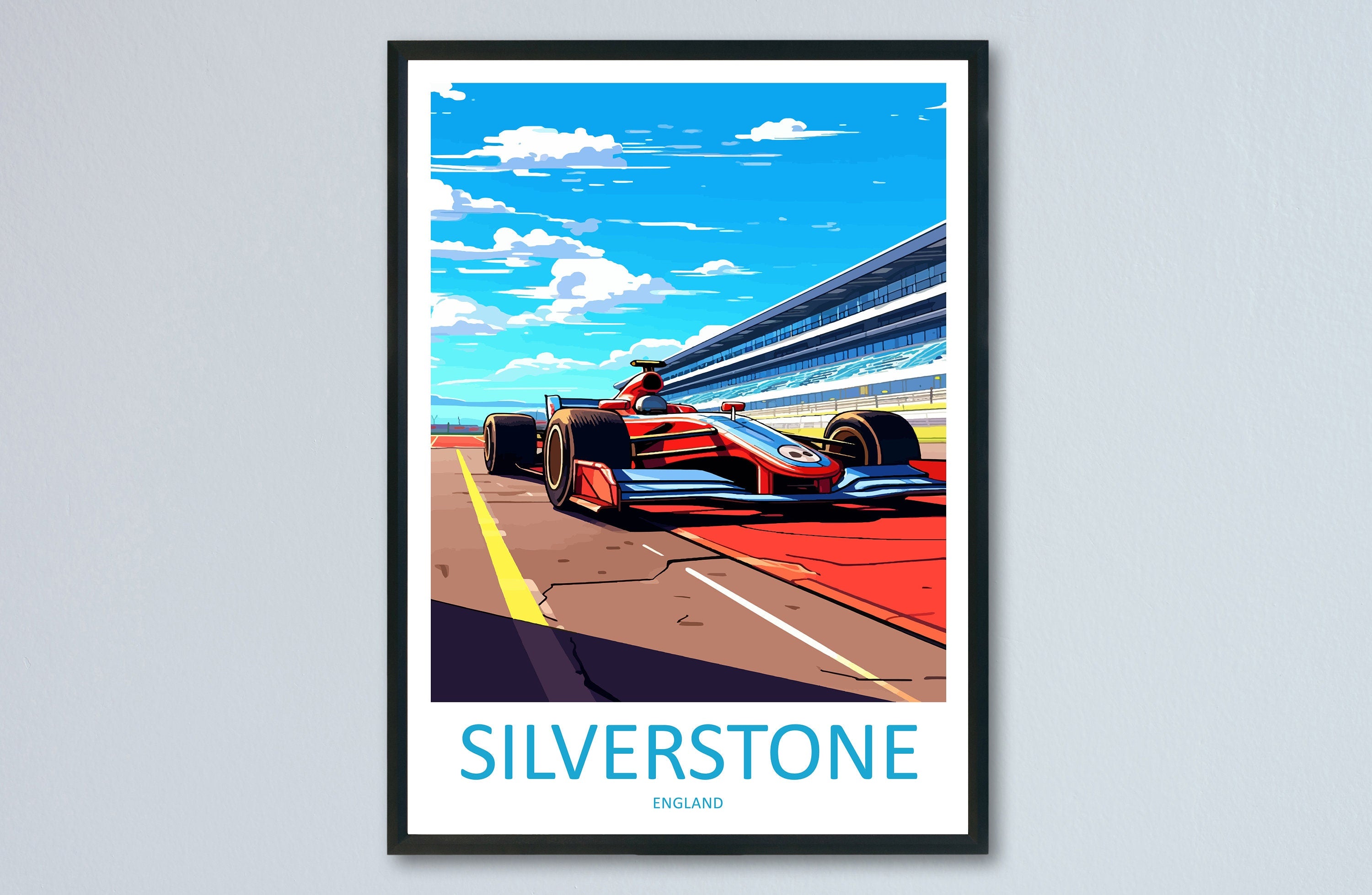 Silverstone Travel Print Wall Decor Silverstone Circuit Poster Motorsport Travel Print Art Print Racing Illustration England Race car Art