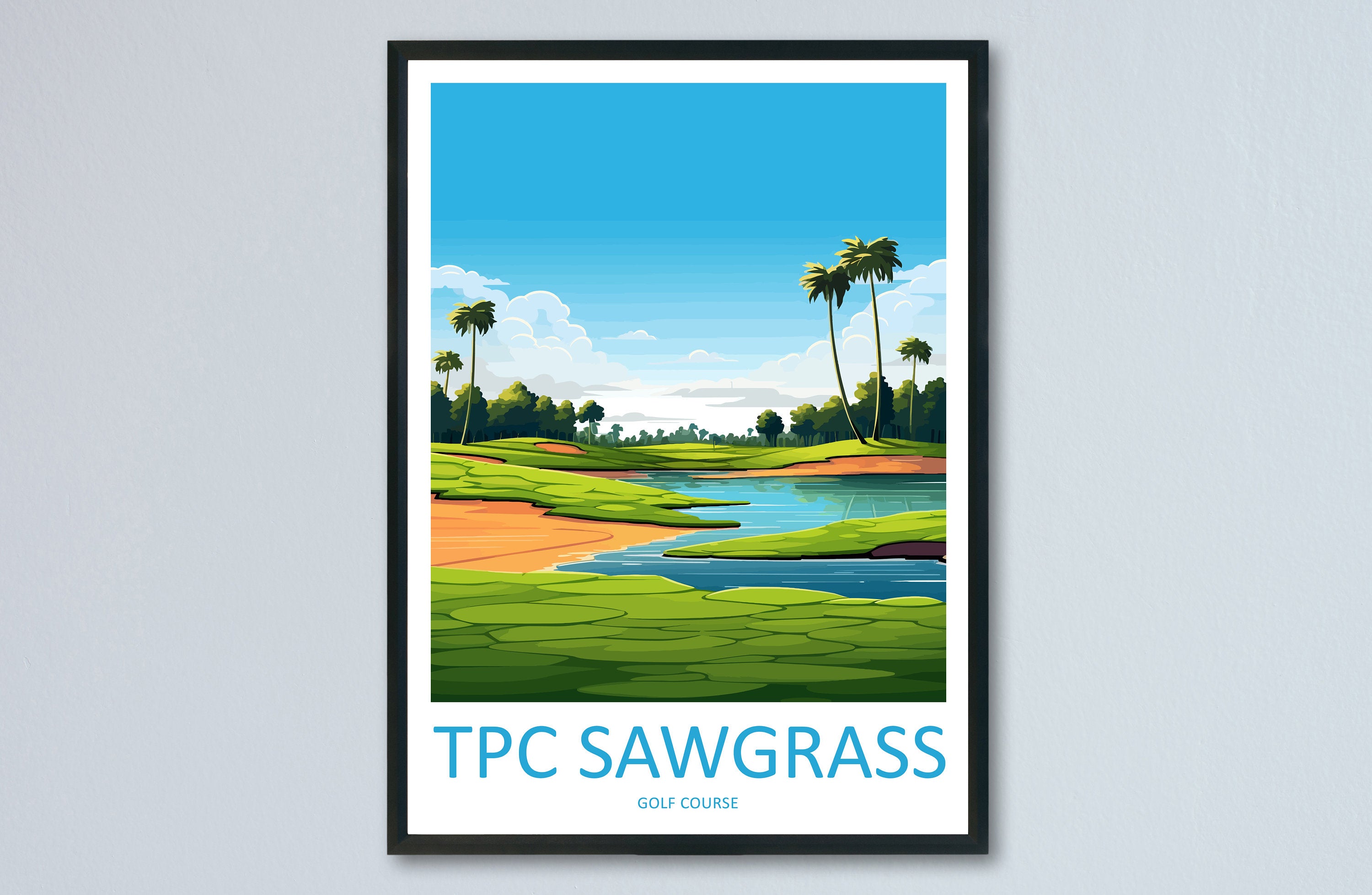 TPC Sawgrass Golf Course Travel Print Wall Art TPC Sawgrass Wall Hanging Home Décor TPC Sawgrass Golf Art Gift Art Lovers Golf Art