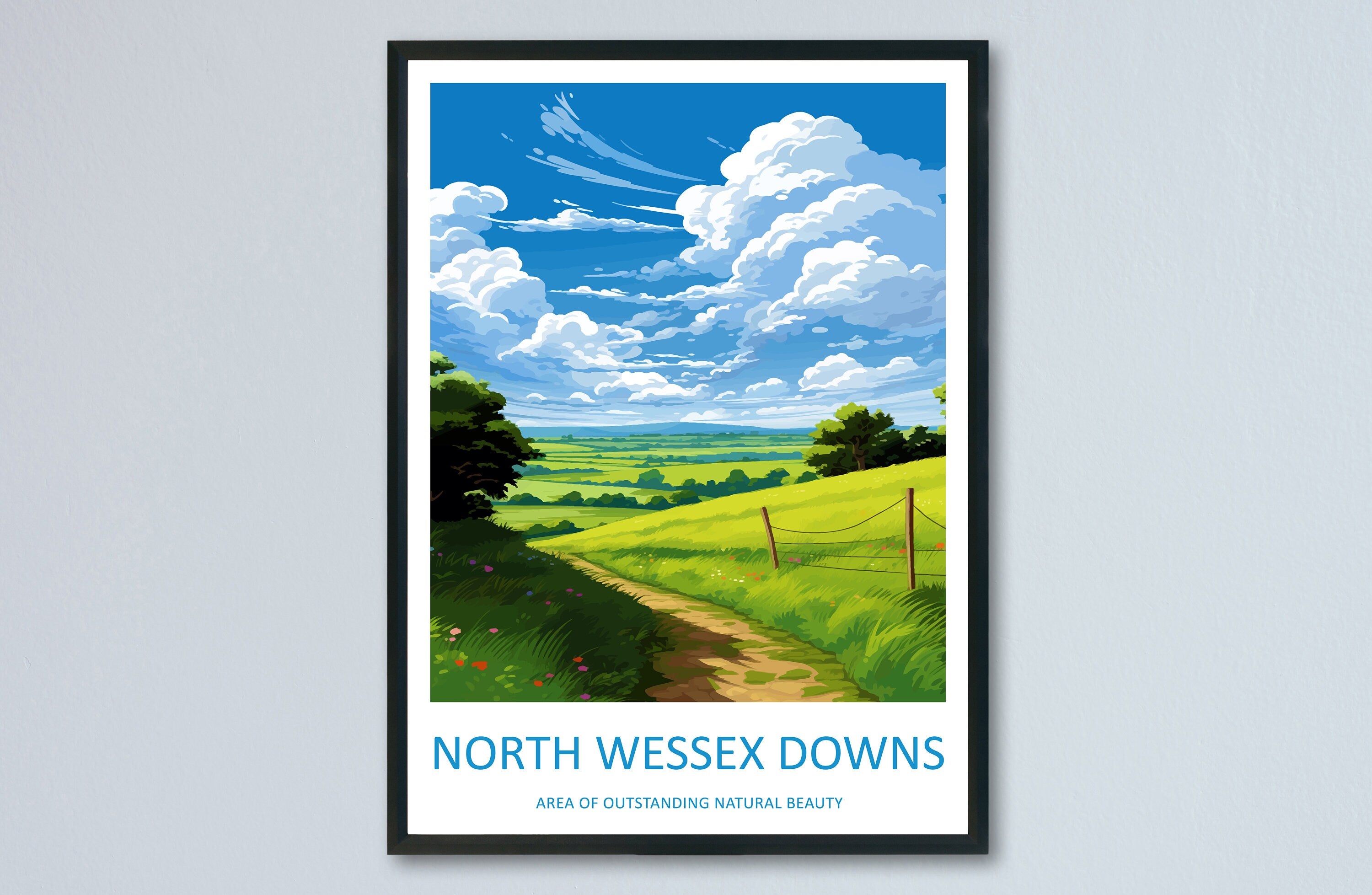 North Wessex Downs Travel Print Wall Art North Wessex Downs Wall Hanging Home Decor North Wessex Downs Gift Art Lovers Wall Art AONB Print
