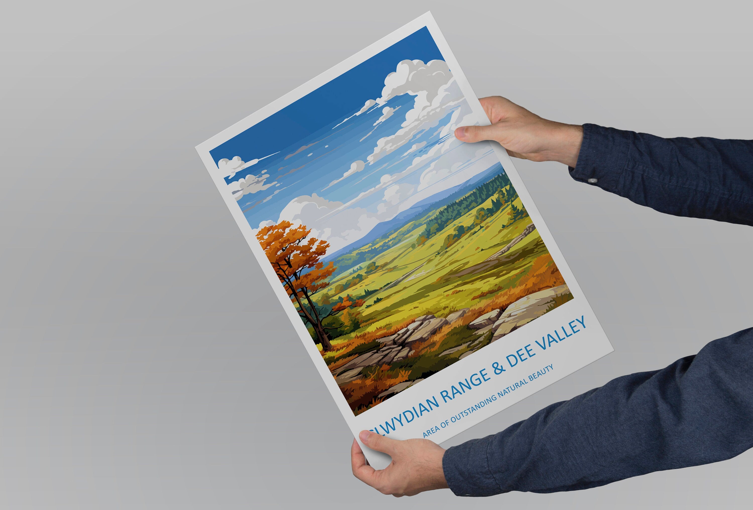 Clwydian Range and Dee Valley Travel Print Wall Art Clwydian Range and Dee Valley Wall Hanging Home Decor Clwydian Range and Dee Valley AONB