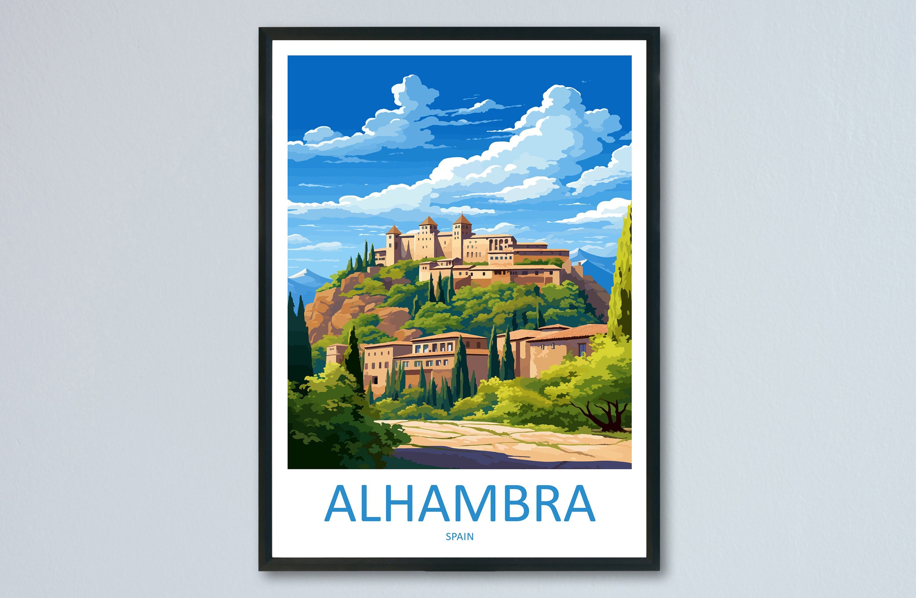Alhambra Travel Print Wall Art Alhambra Wall Hanging Home Décor Alhambra Gift Art Lovers Spain Art Gift Alhambra Travel Poster art