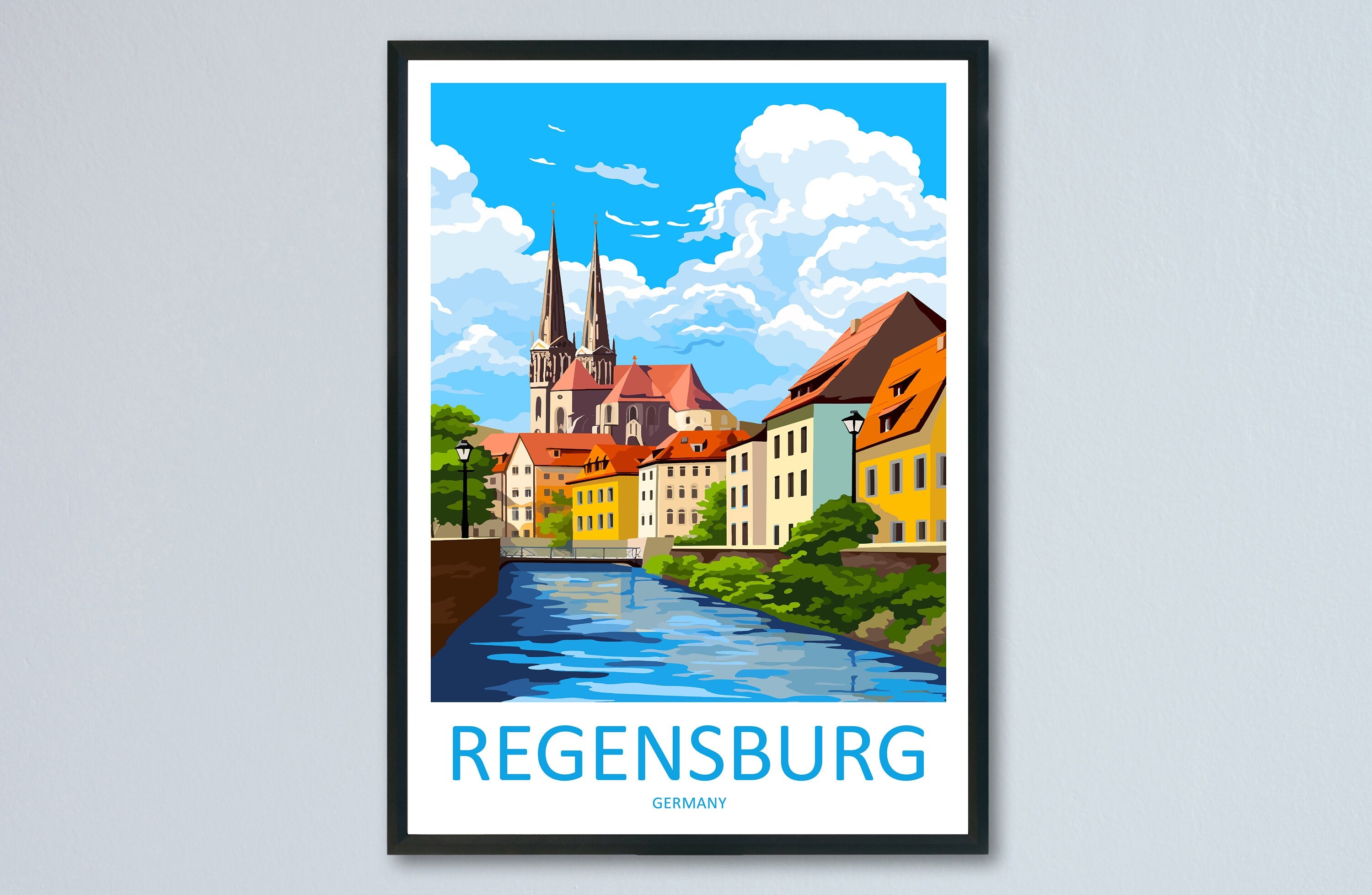 Regensburg Travel Print Wall Art Regensburg Wall Hanging Home Decor Regensburg Gift Art Lovers Wall Art Print Art Regensburg Germany