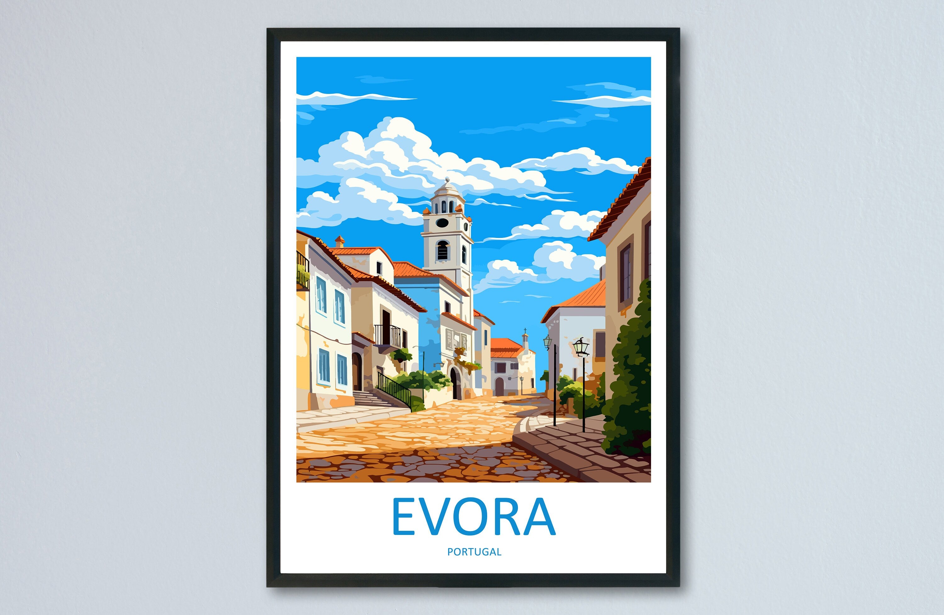 Evora Travel Print Wall Art Evora Wall Hanging Home Décor Evora Gift Art Lovers Portugal Art Lover Gift Evora Poster