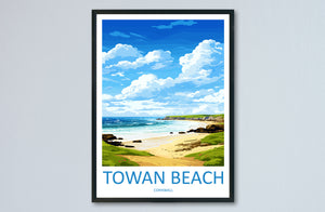 Towan Beach Travel Print Wall Art Towan Beach Wall Hanging Home Décor Towan Beach Gift Art Lovers Cornwall Art Lover Gift