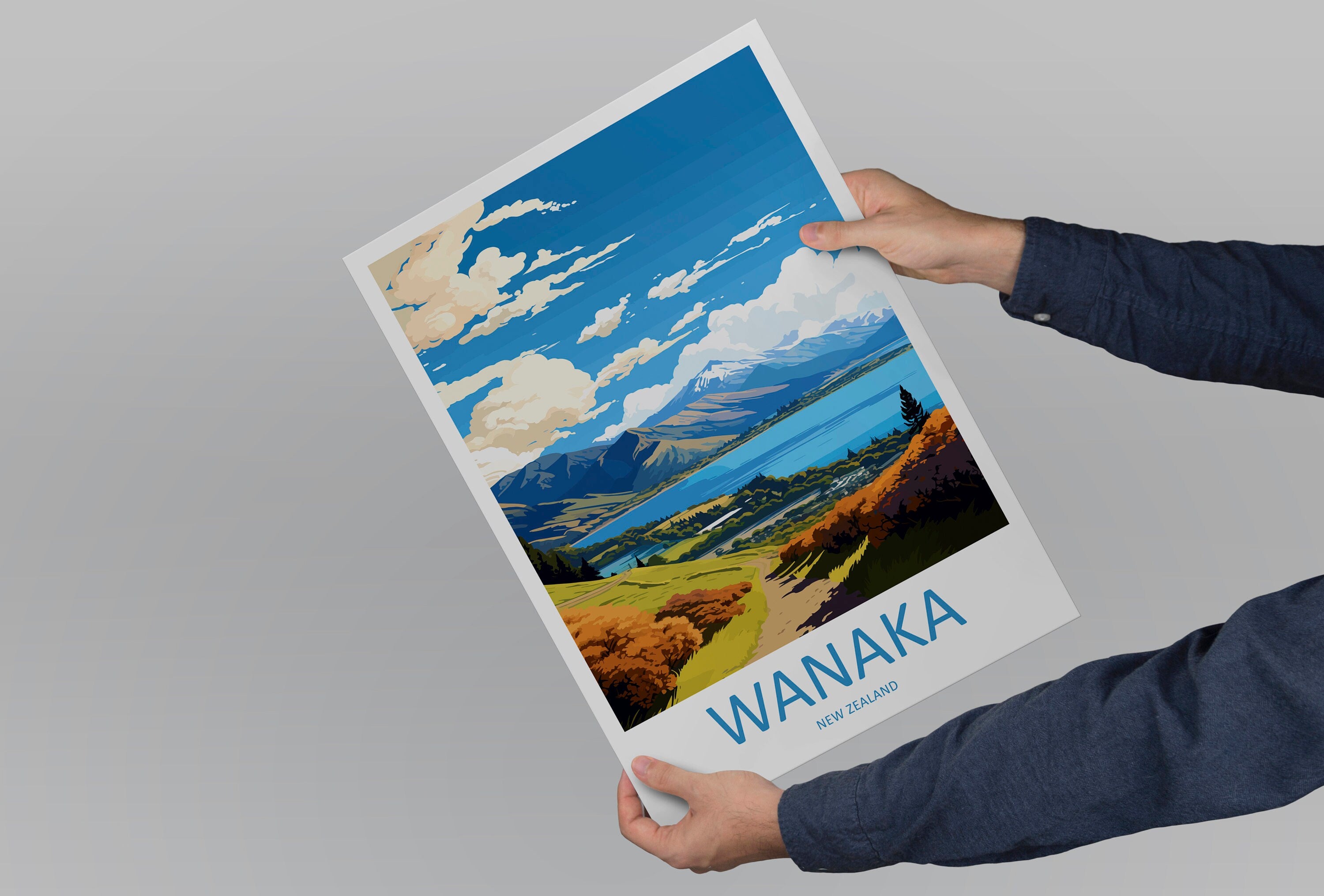 Wanaka Travel Print Wall Art Wanaka Wall Hanging Home Décor Wanaka Gift Art Lovers New Zealand Art Lover Gift Print Wanaka New Zealand Art