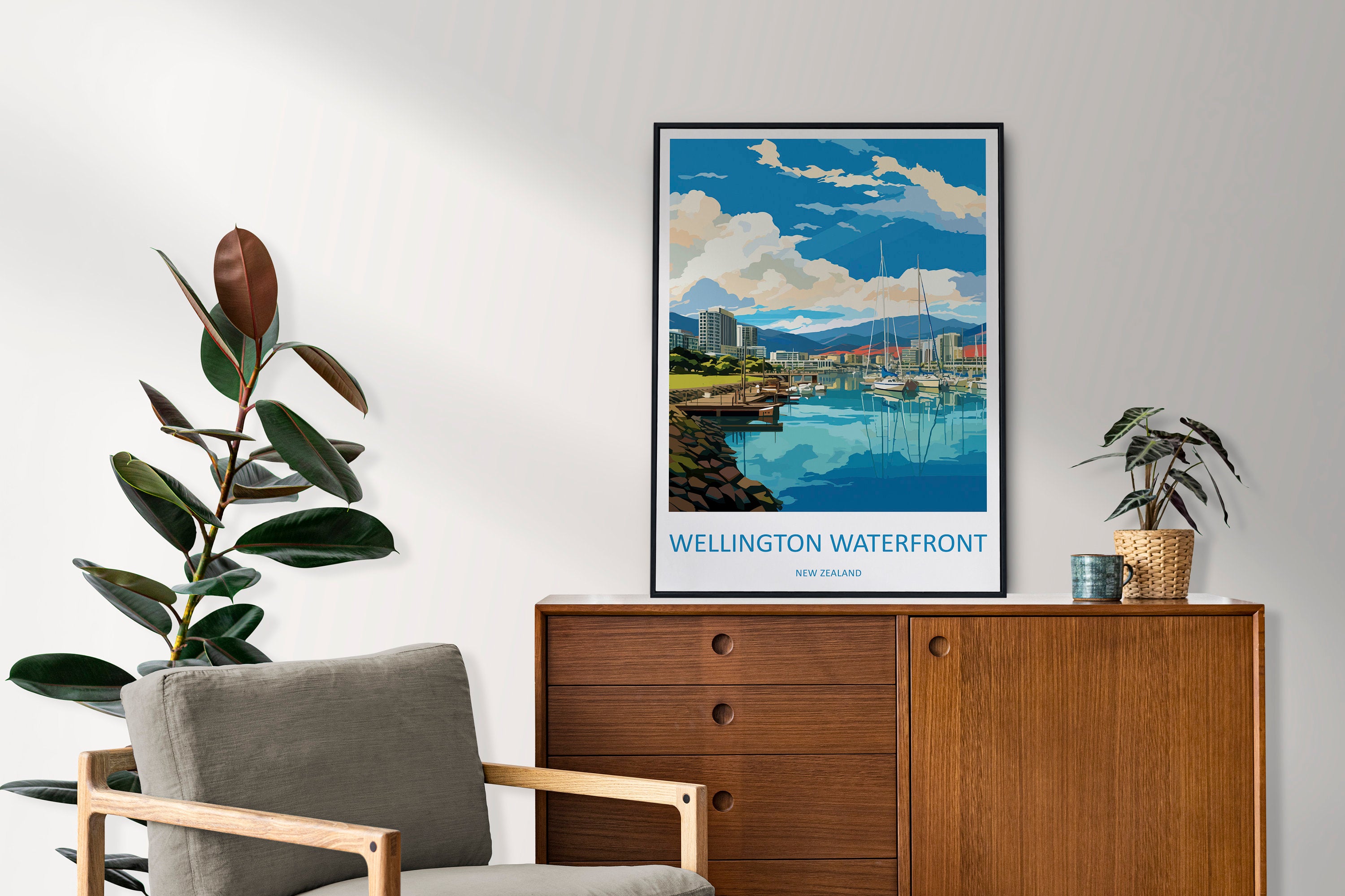 Wellington Waterfront Travel Print Wall Art Wellington Waterfront Wall Hanging Home Décor Wellington Waterfront Gift Art Lovers New Zealand