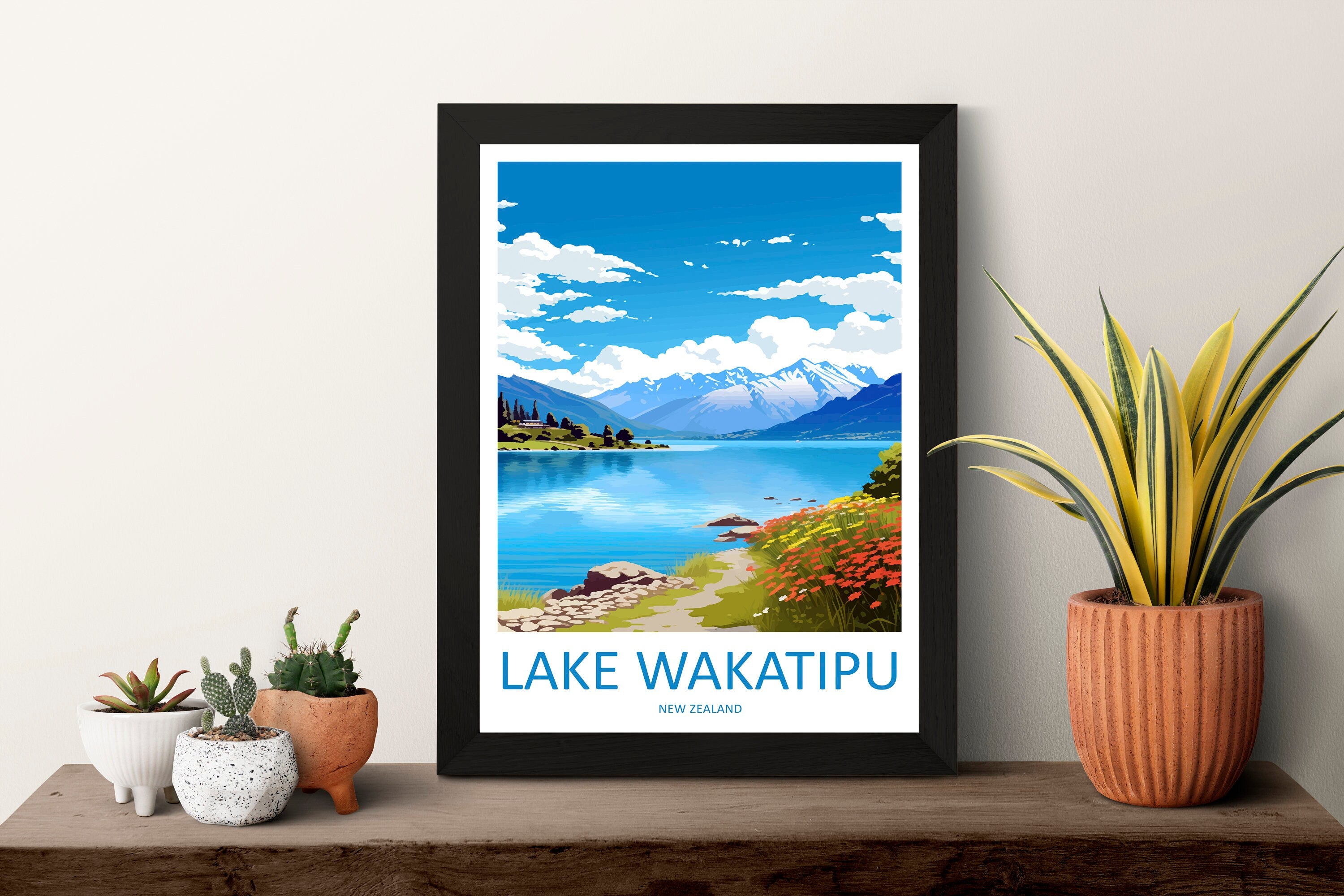 Lake Wakatipu Travel Print Wall Art Lake Wakatipu Wall Hanging Home Décor Lake Wakatipu Gift Art Lovers New Zealand Art Lover Gift